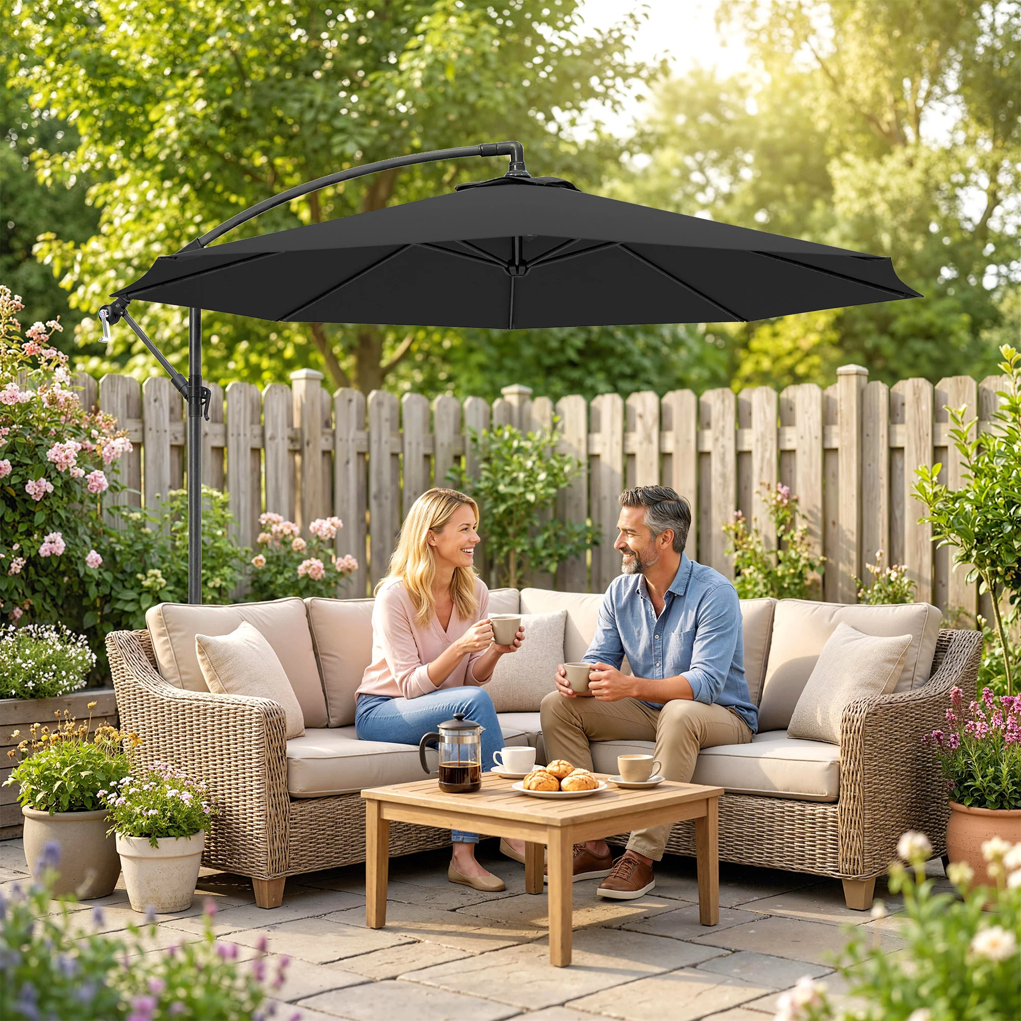 Outsunny 3(m) Banana Parasol Cantilever Umbrella Garden - Image 7