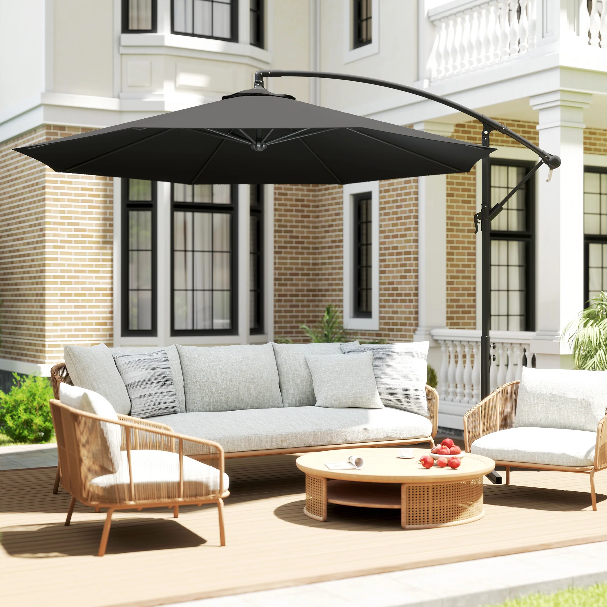 Outsunny 3(m) Banana Parasol Cantilever Umbrella Garden - Image 8