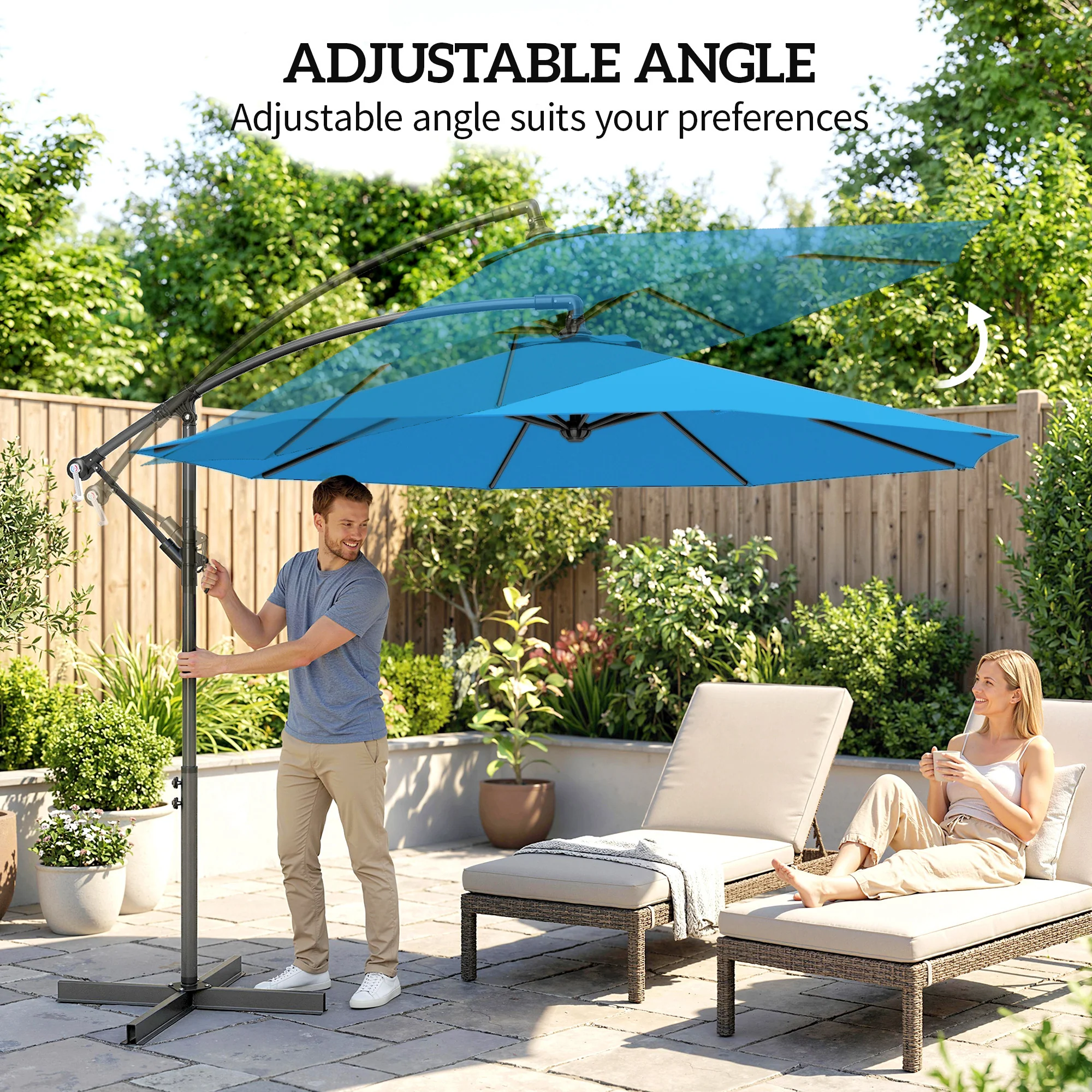 Outsunny 3(m) Banana Parasol Cantilever Umbrella Garden - Image 5