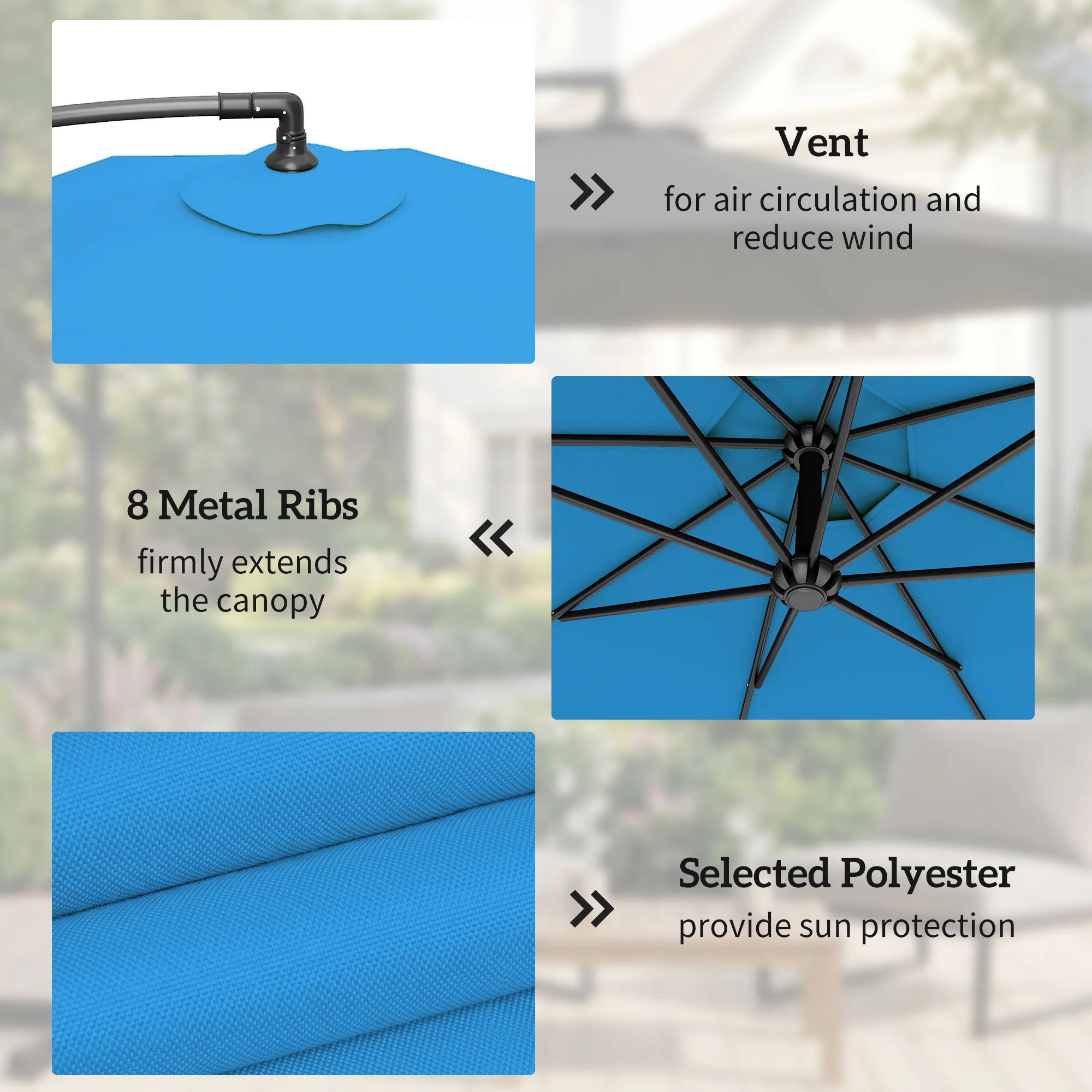 Outsunny 3(m) Banana Parasol Cantilever Umbrella Garden - Image 6