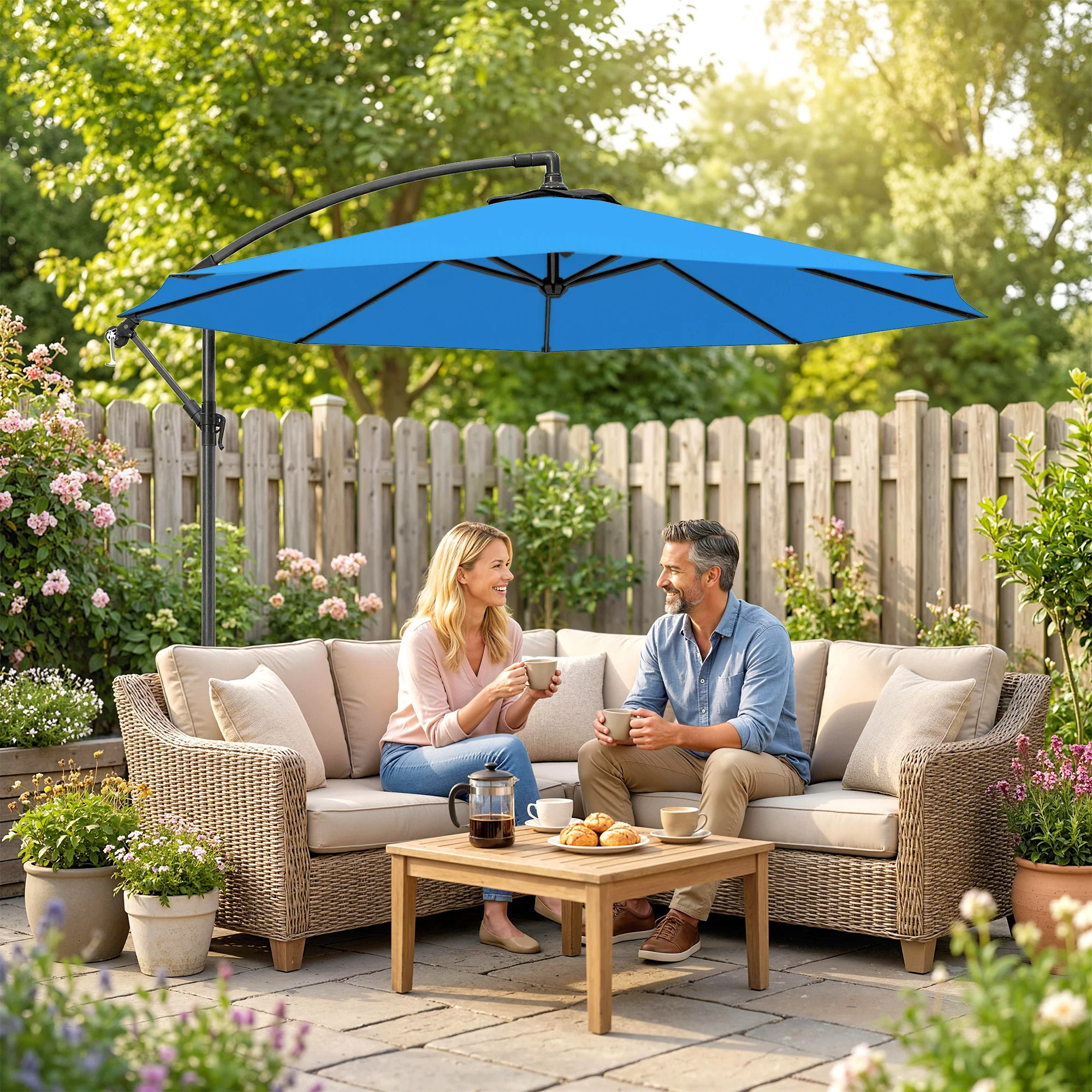 Outsunny 3(m) Banana Parasol Cantilever Umbrella Garden - Image 7
