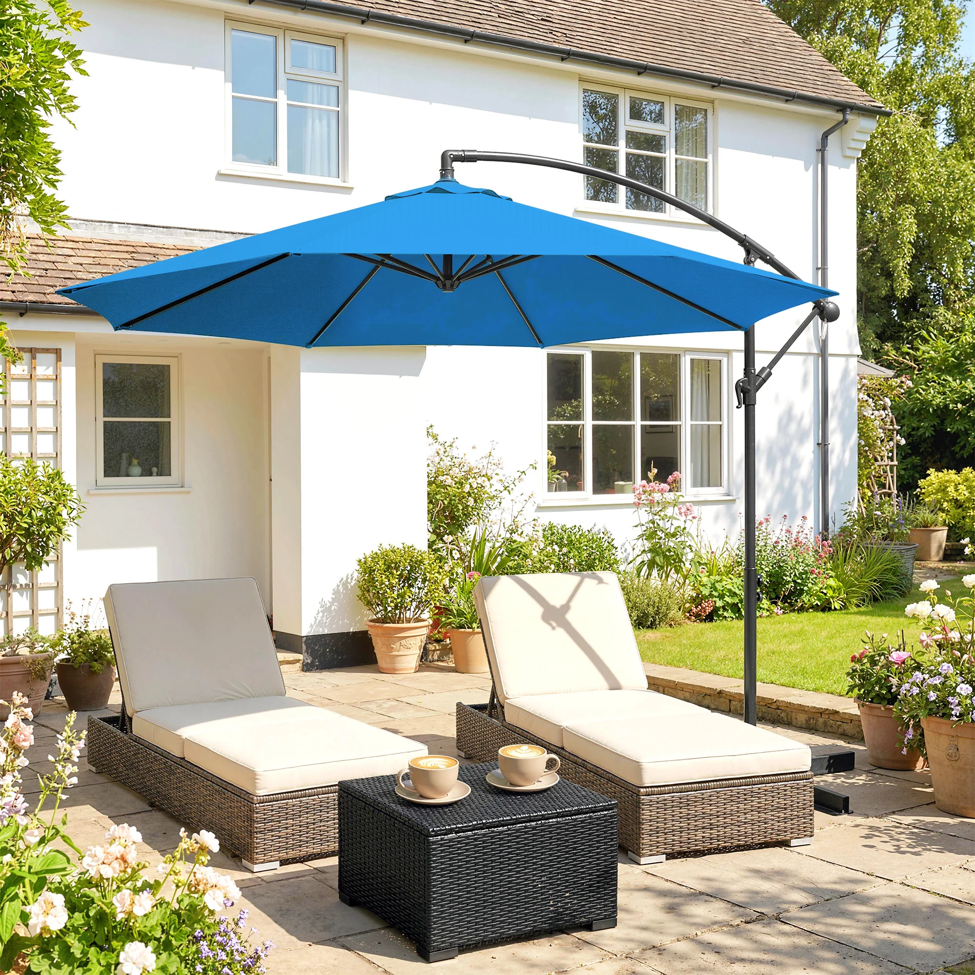 Outsunny 3(m) Banana Parasol Cantilever Umbrella Garden - Image 9