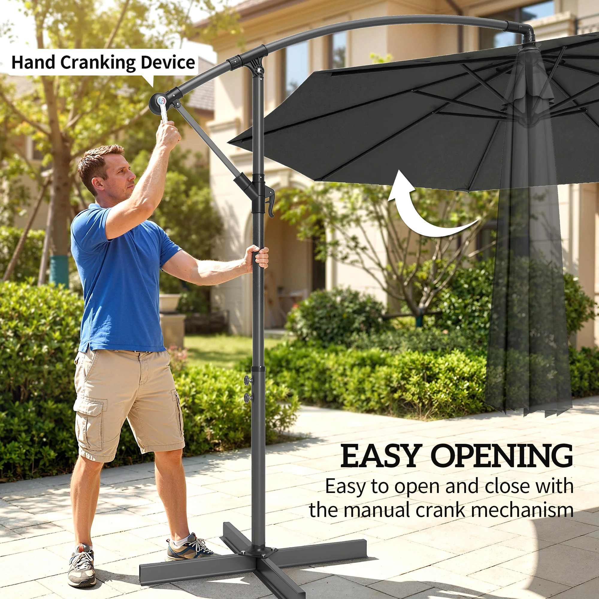 Outsunny 3(m) Banana Parasol Cantilever Umbrella Garden - Image 4