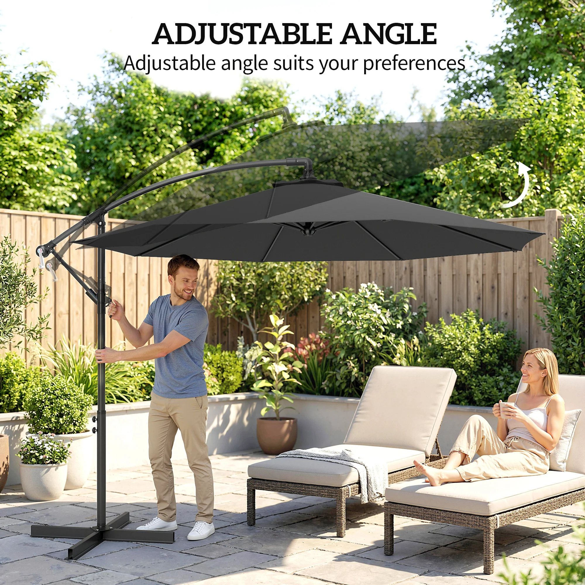 Outsunny 3(m) Banana Parasol Cantilever Umbrella Garden - Image 5