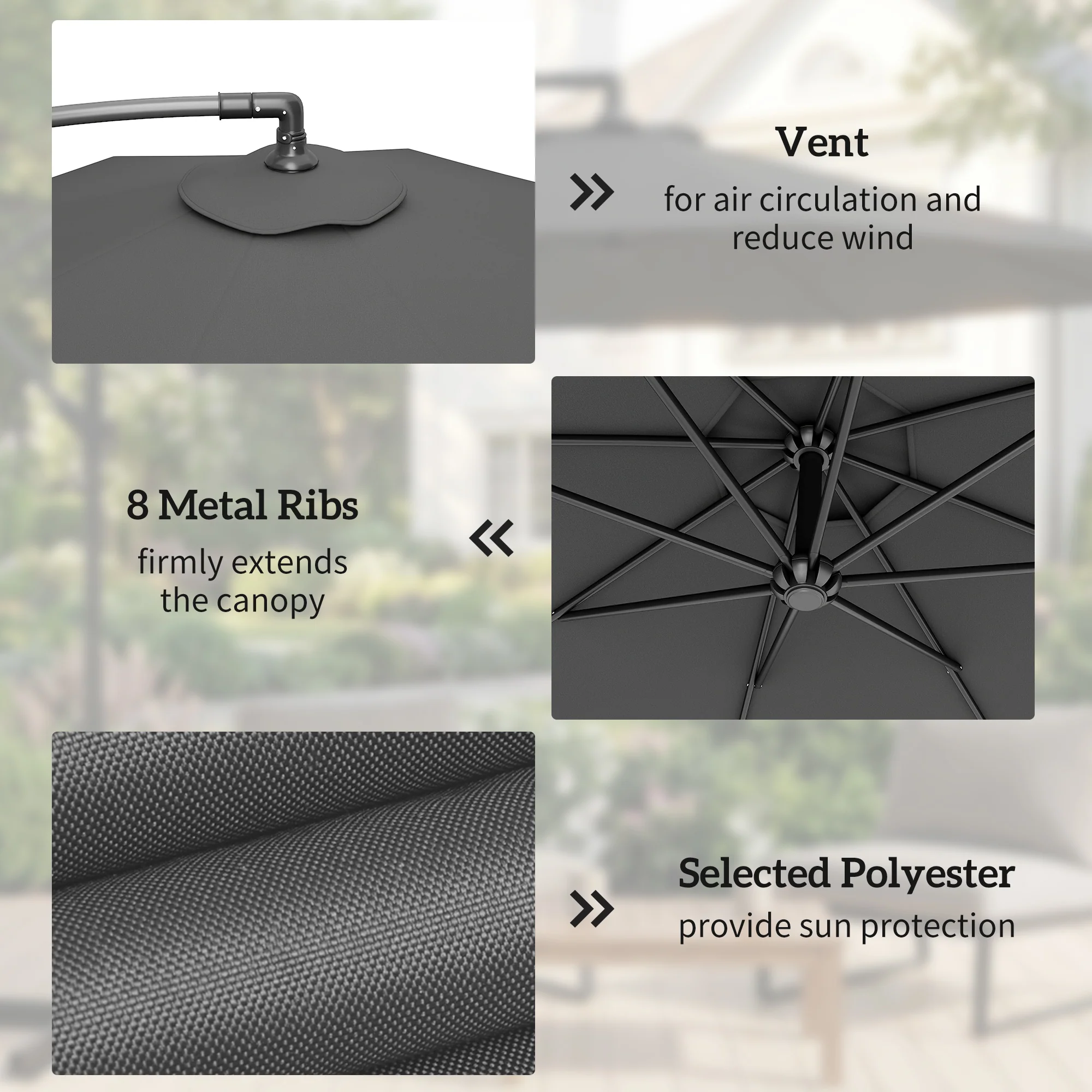 Outsunny 3(m) Banana Parasol Cantilever Umbrella Garden - Image 6