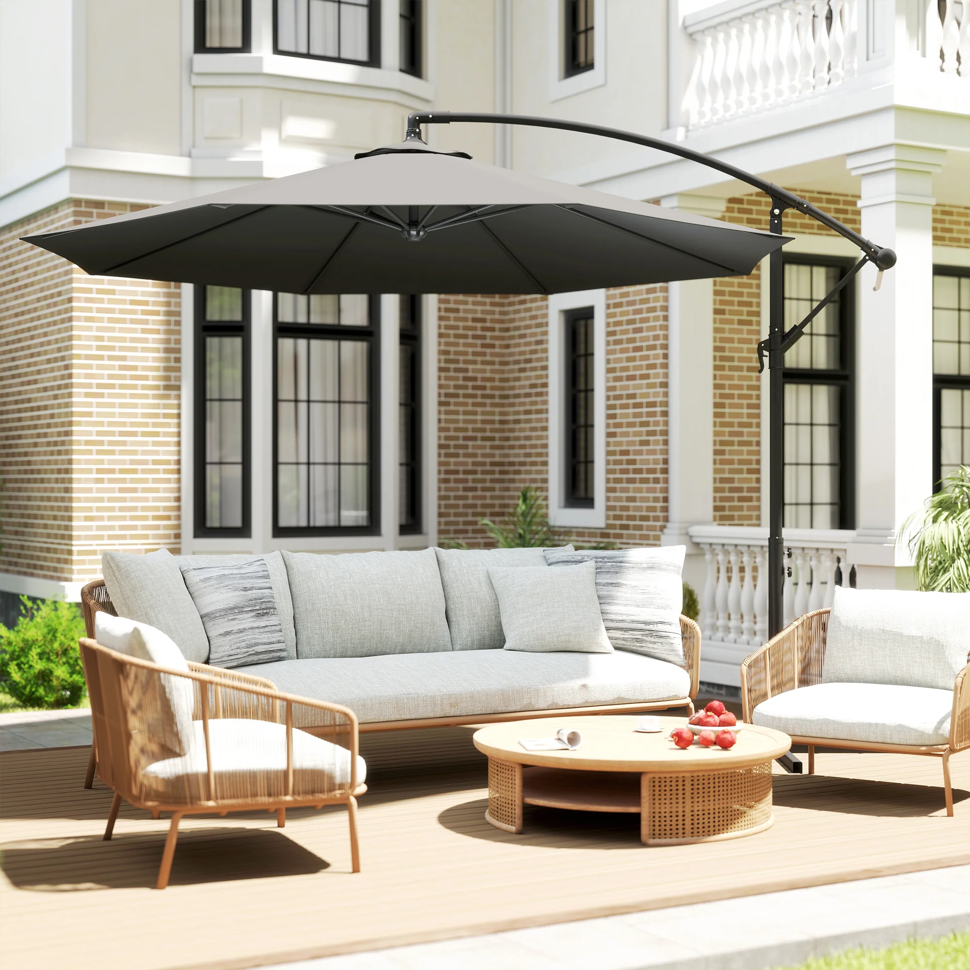 Outsunny 3(m) Banana Parasol Cantilever Umbrella Garden - Image 8