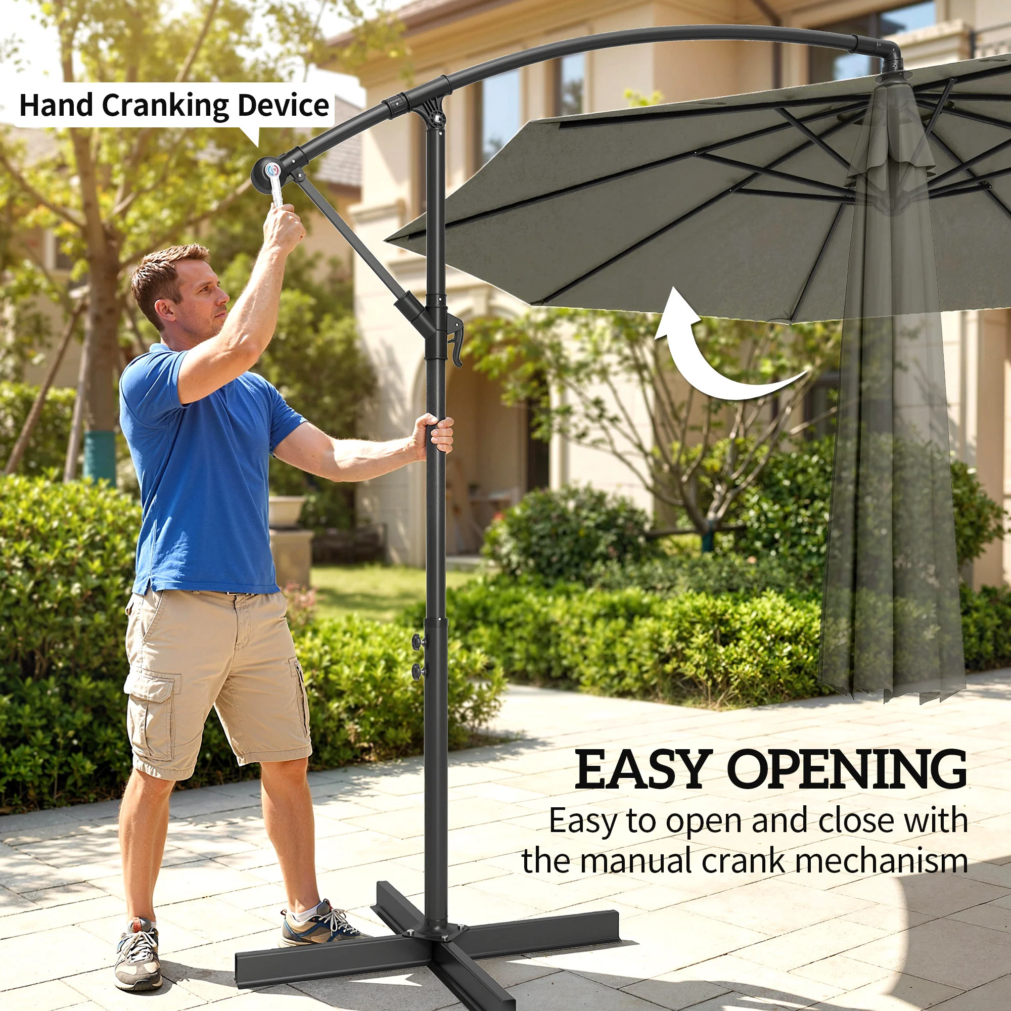Outsunny 3(m) Banana Parasol Cantilever Umbrella Garden - Image 4