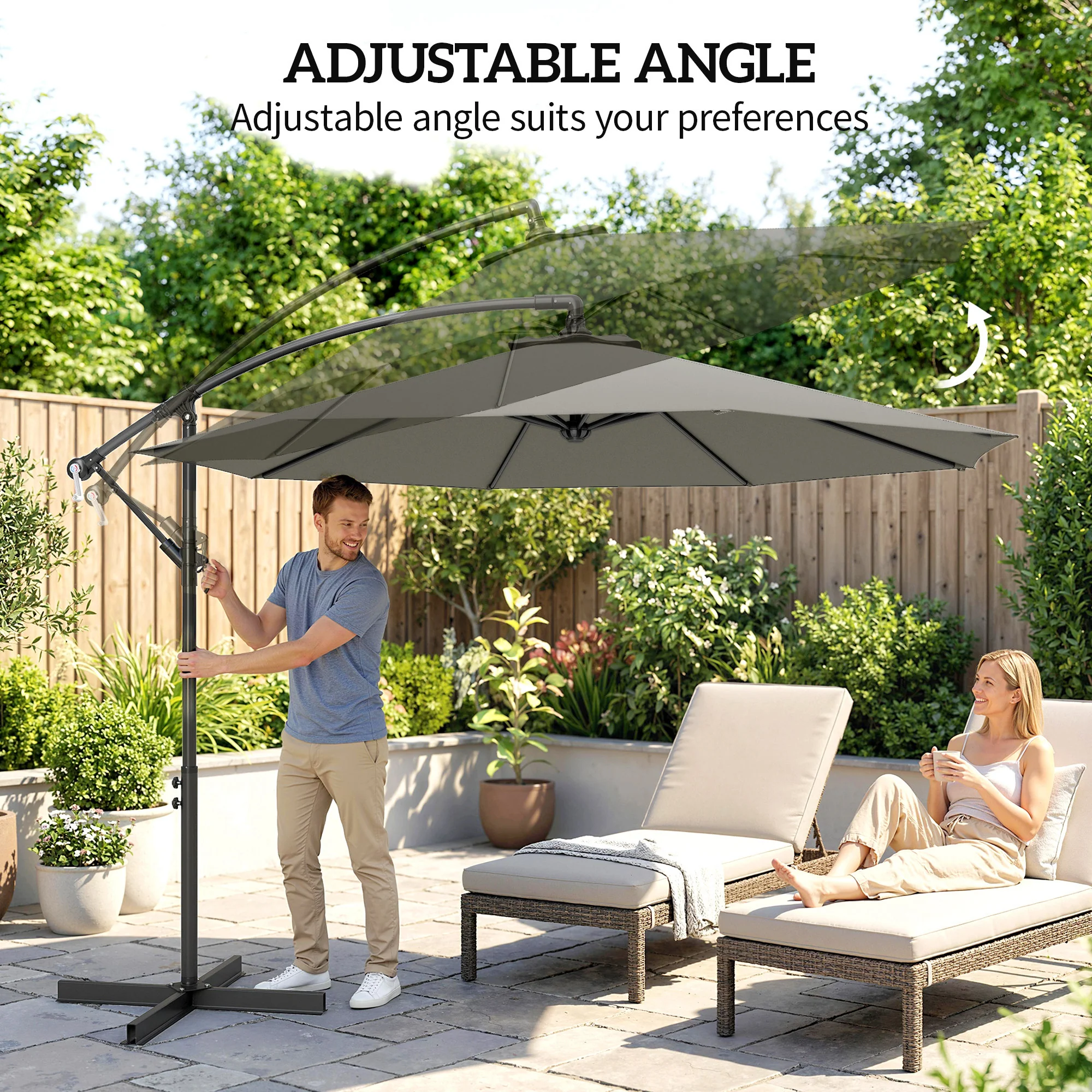 Outsunny 3(m) Banana Parasol Cantilever Umbrella Garden - Image 5