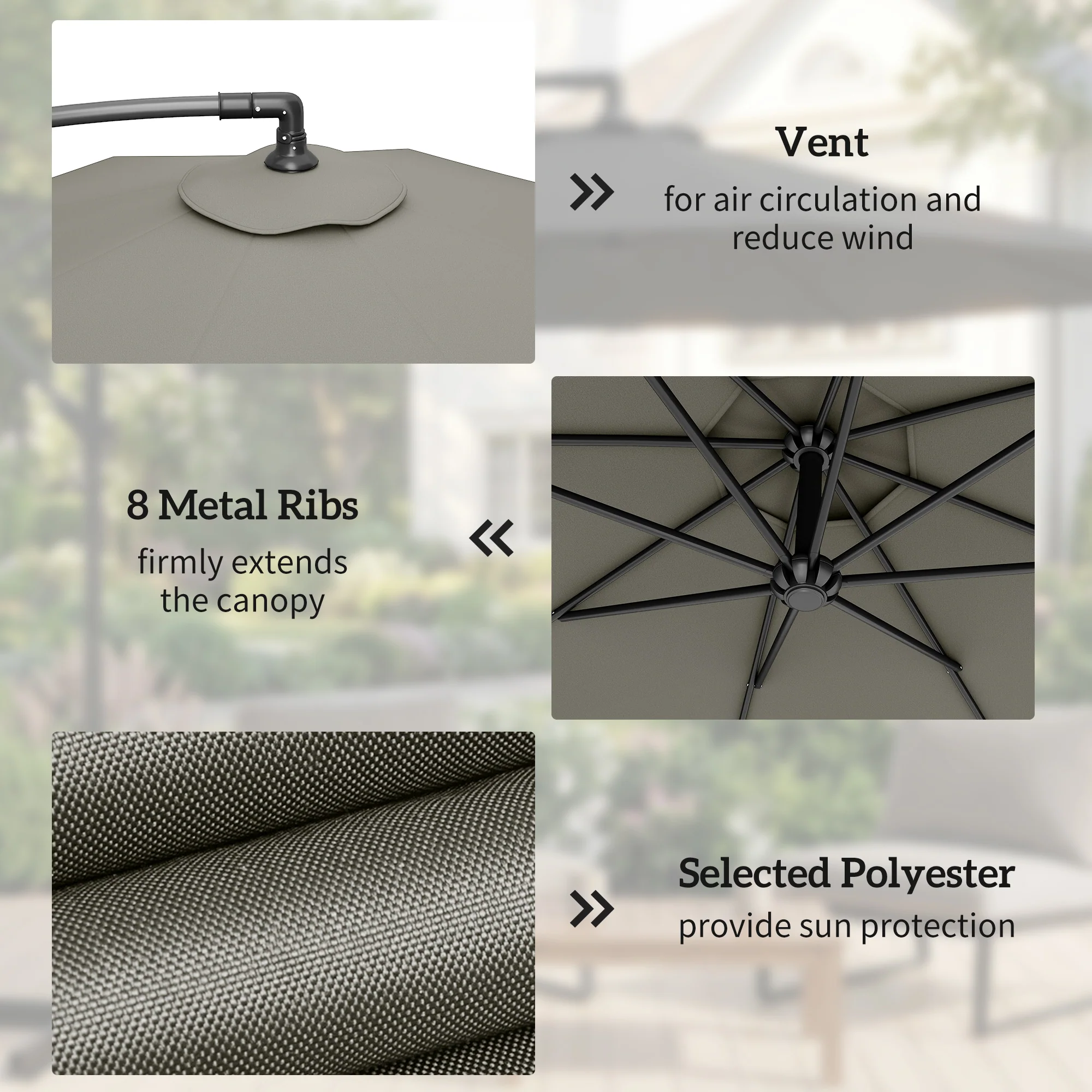 Outsunny 3(m) Banana Parasol Cantilever Umbrella Garden - Image 6