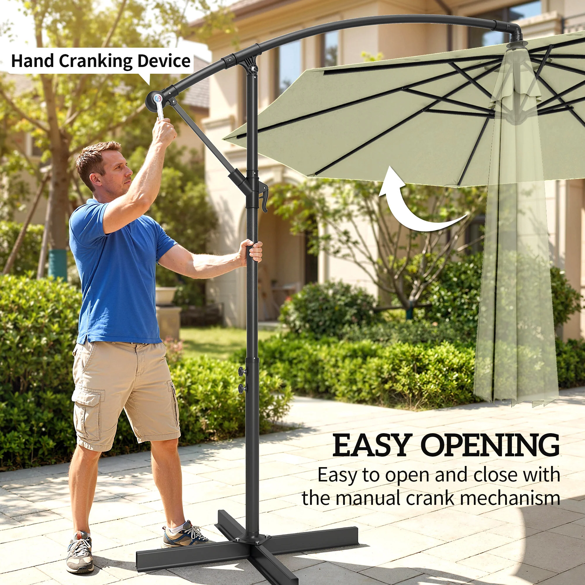 Outsunny 3(m) Banana Parasol Cantilever Umbrella Garden - Image 4