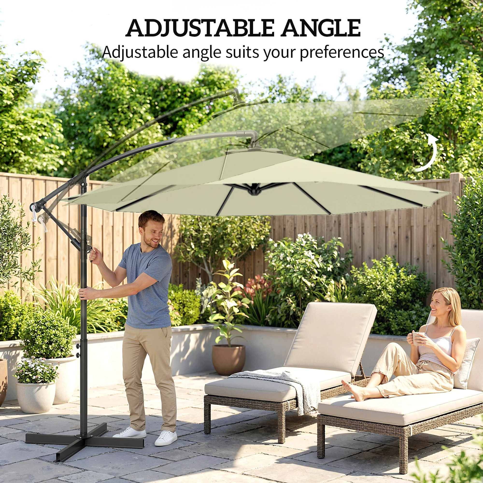 Outsunny 3(m) Banana Parasol Cantilever Umbrella Garden - Image 5
