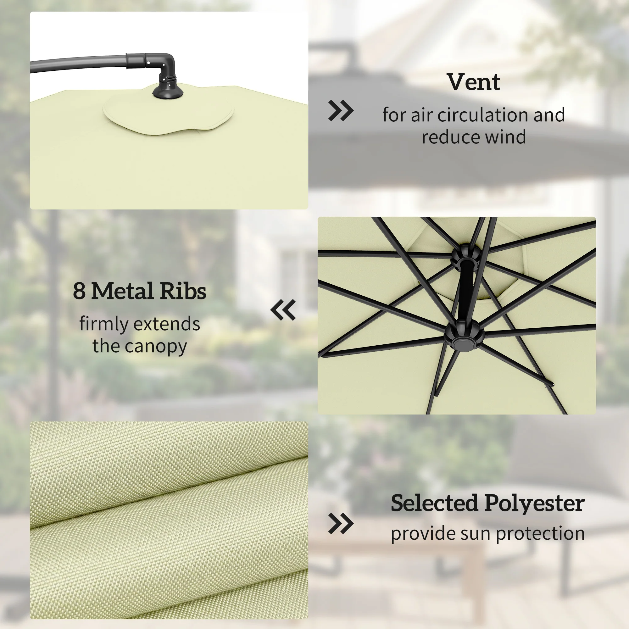 Outsunny 3(m) Banana Parasol Cantilever Umbrella Garden - Image 6