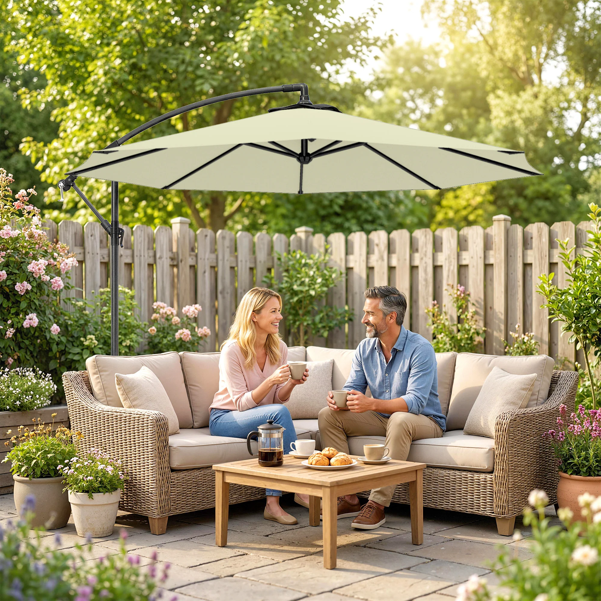 Outsunny 3(m) Banana Parasol Cantilever Umbrella Garden - Image 7