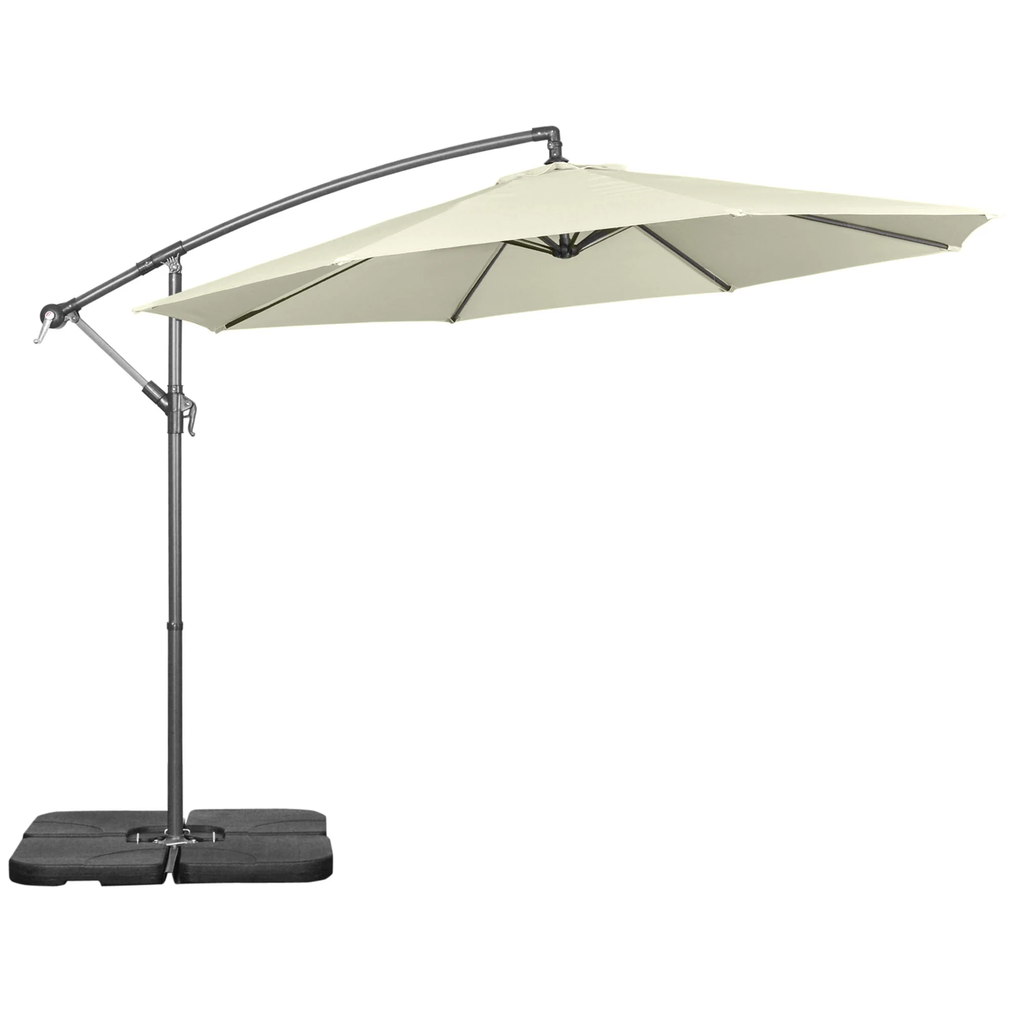 Outsunny 3(m) Banana Parasol Cantilever Umbrella Garden w/ Base Weights, Beige