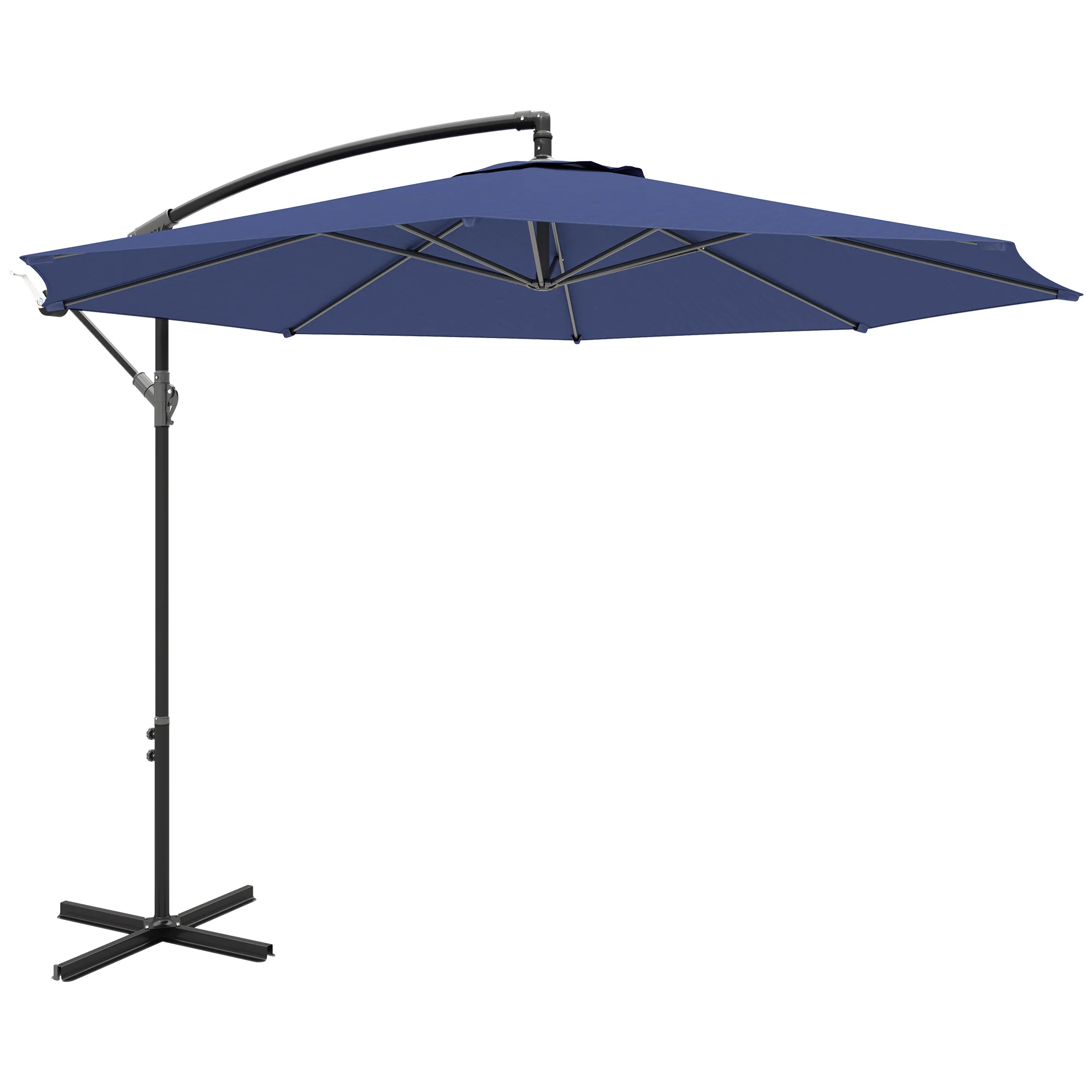 Outsunny 3(m) Garden Banana Parasol Cantilever Umbrella w/Crank& Base