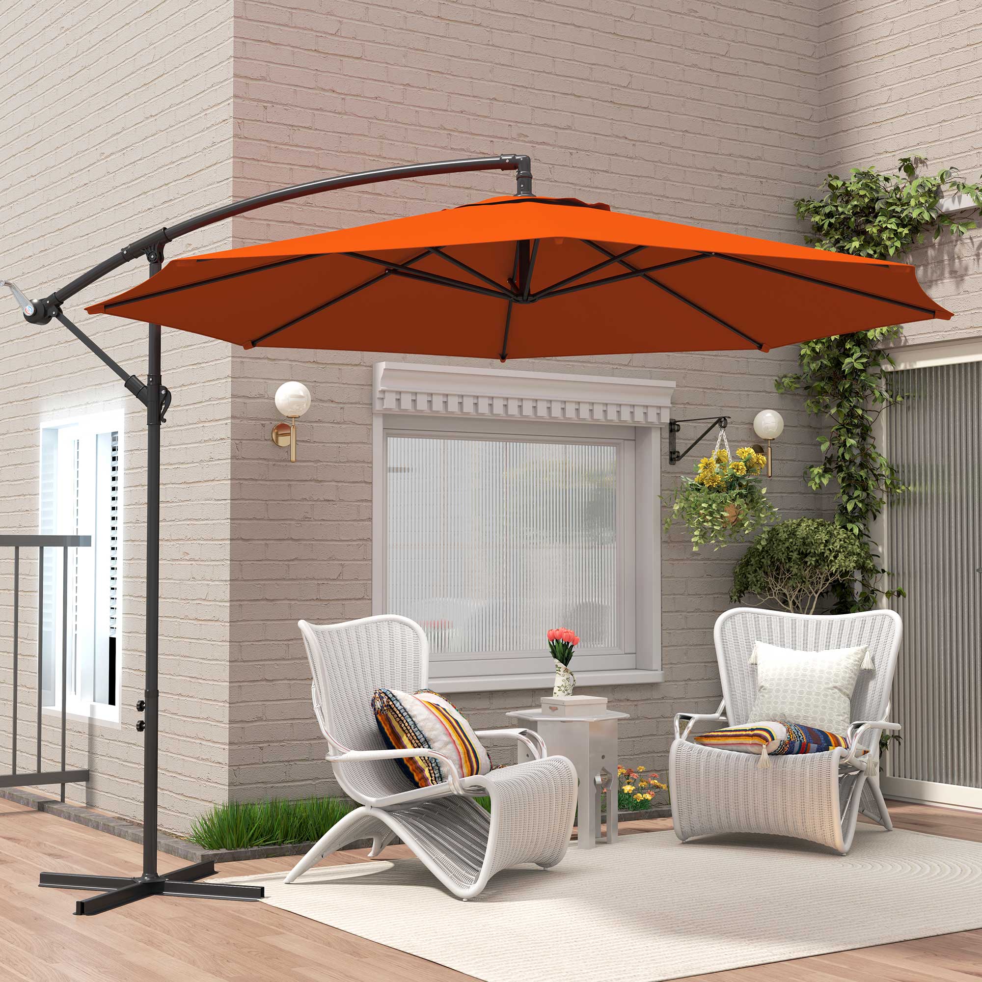 Outsunny 3(m) Garden Banana Parasol Cantilever Umbrella w/Crank& Base - Image 17