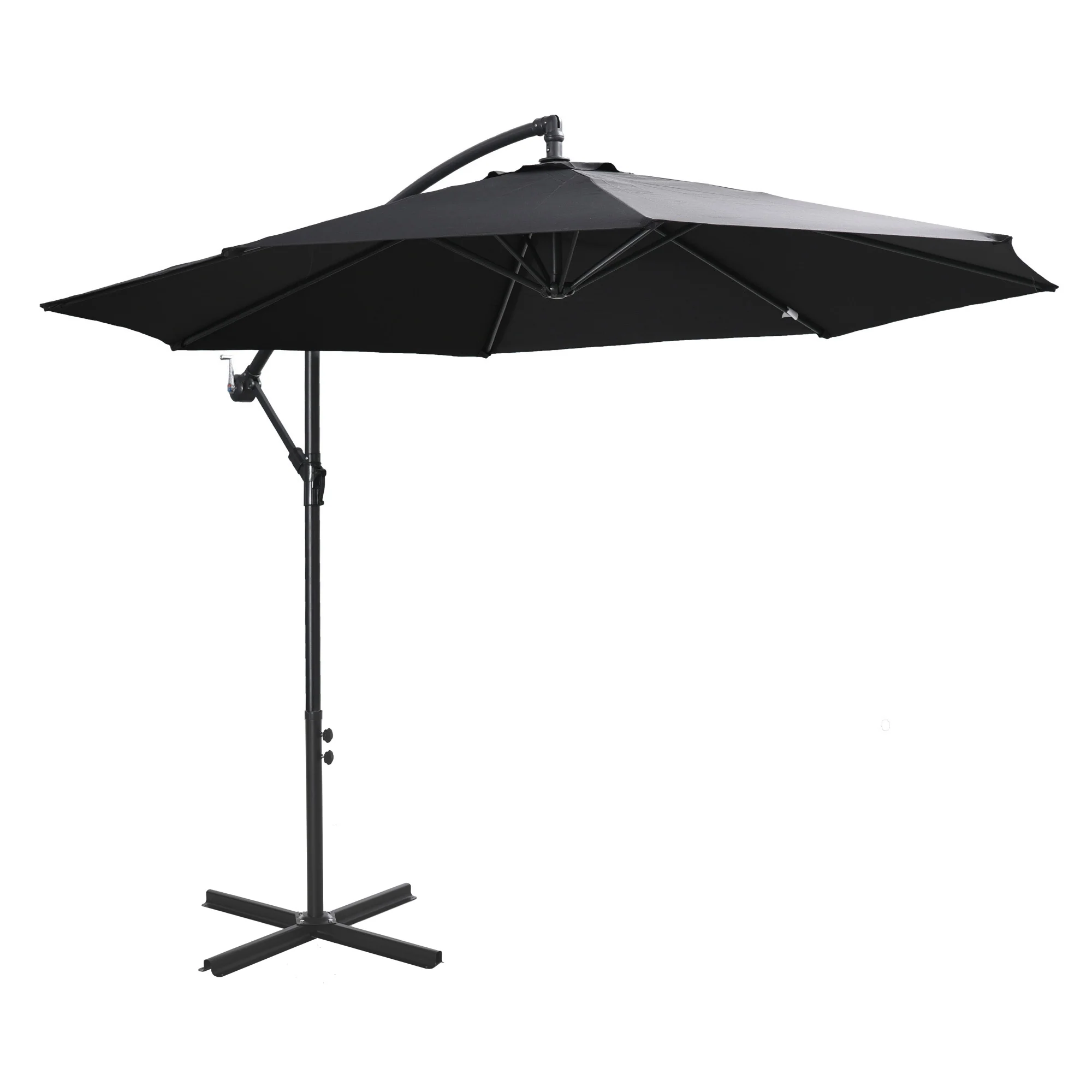 Outsunny 3m Garden Banana Parasol Cantilever Umbrella w/Crank& Base, Black