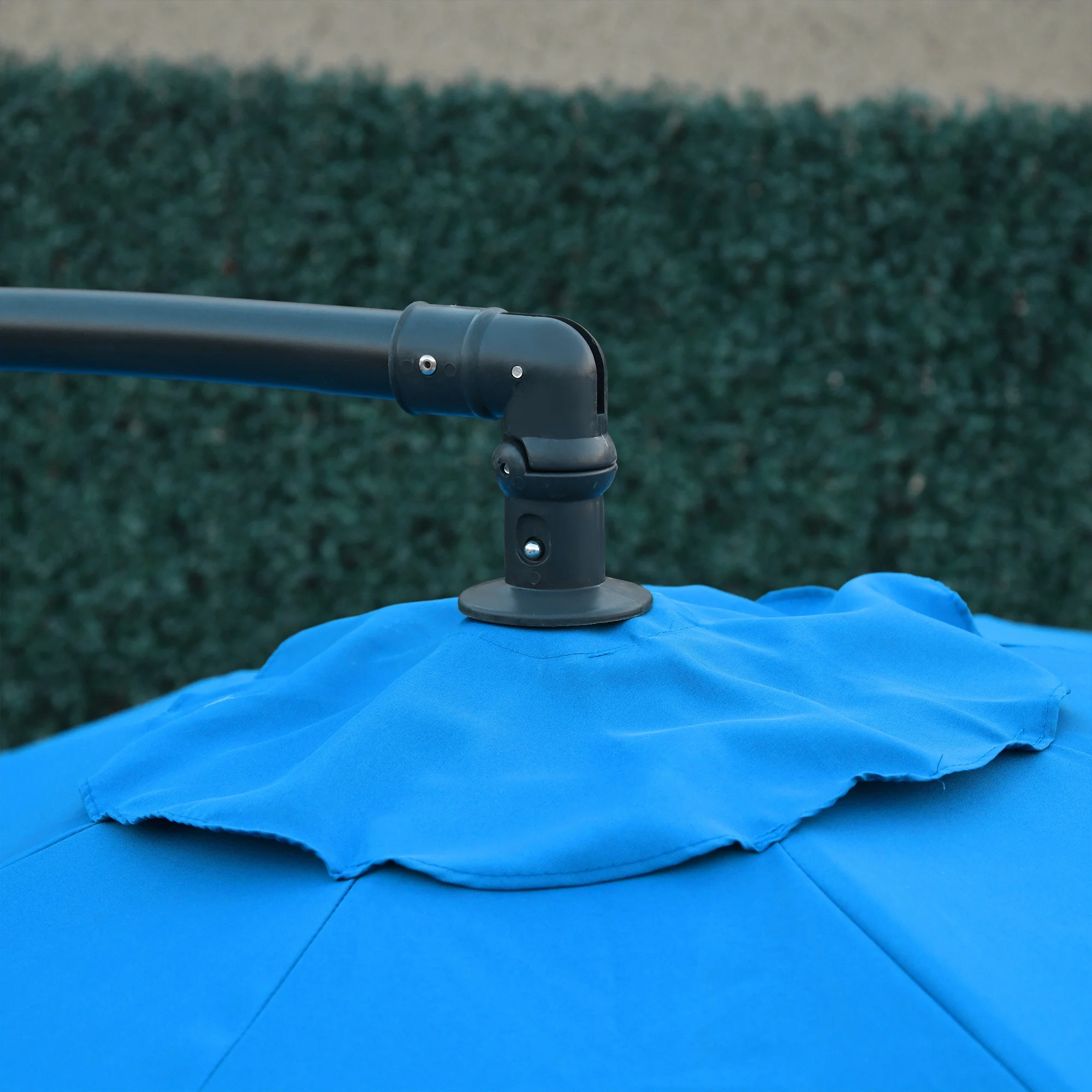 Outsunny 3(m) Garden Banana Parasol Cantilever Umbrella w/ Cross Base, Blue - Image 8