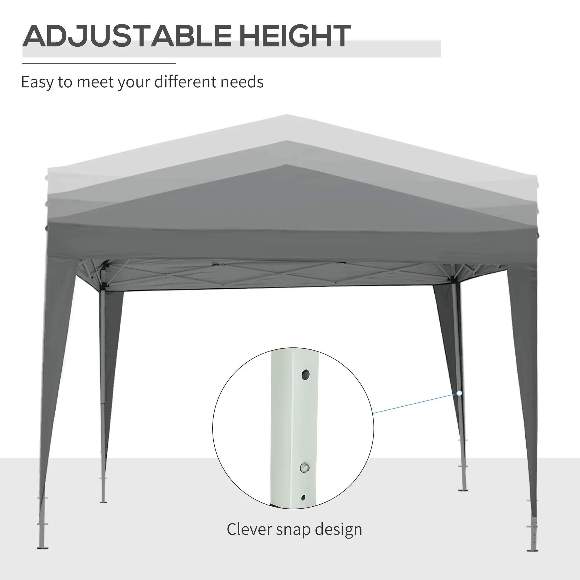 Outsunny 3mx3m Pop Up Gazebo Party Tent Canopy Marquee With Storage Bag Grey - Image 9