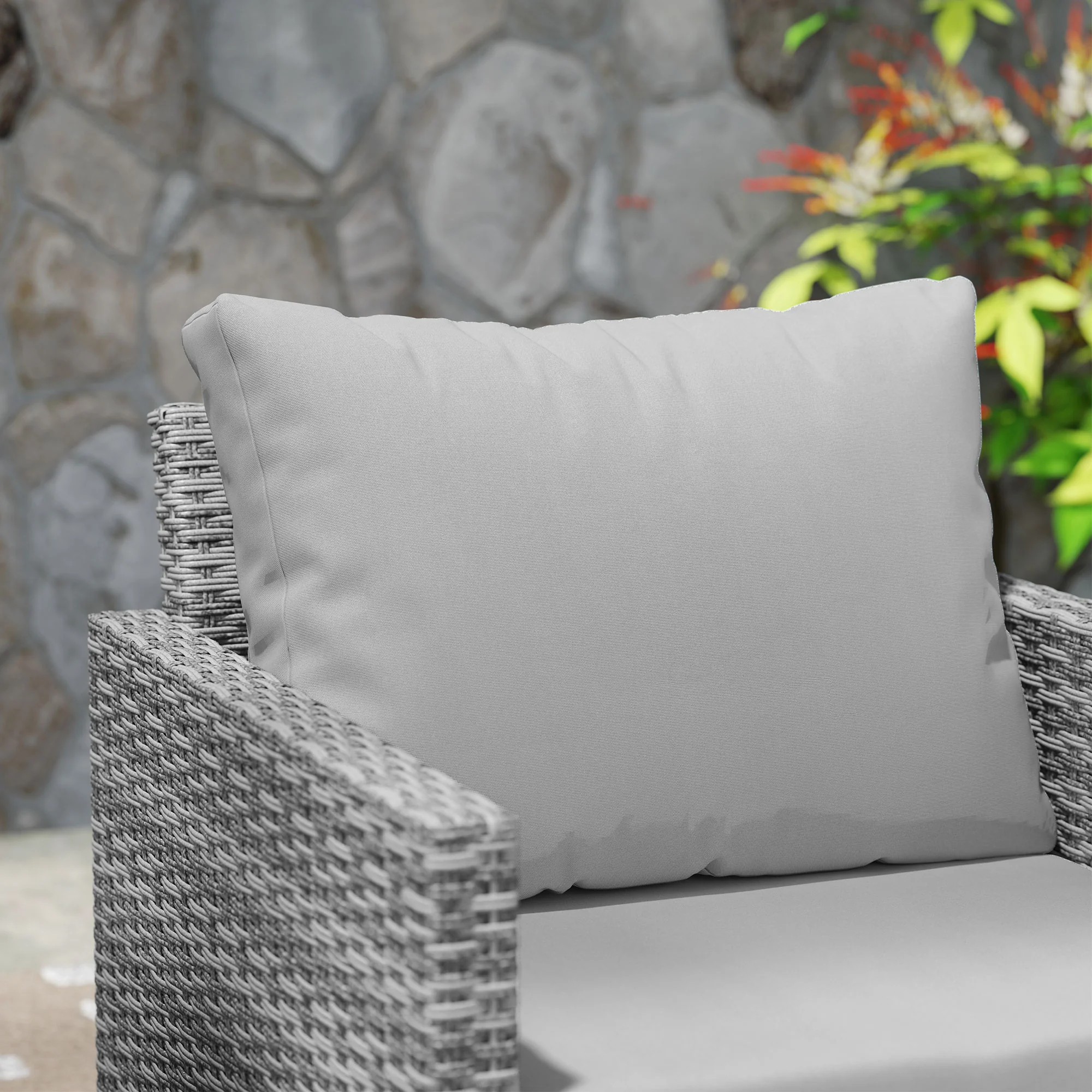 Outsunny 3PCS Rattan Bistro Set Glass Top Table and Chairs with 4 Cushions - Image 17
