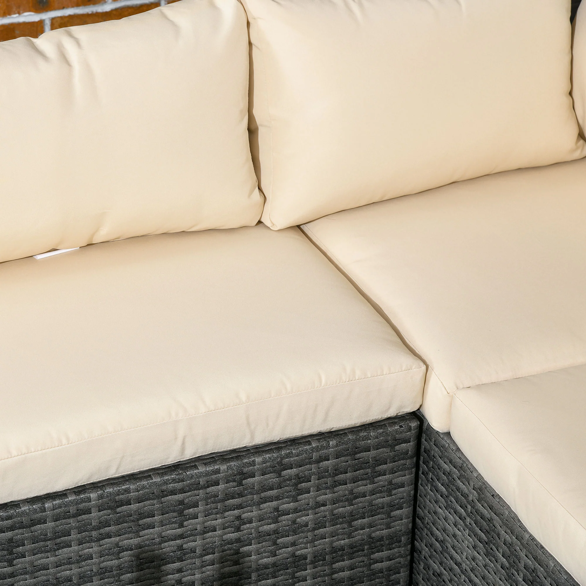 Outsunny 3Pcs Rattan Corner Sofa Set Coffee Table Garden Furniture  w/ Cushion - Image 8