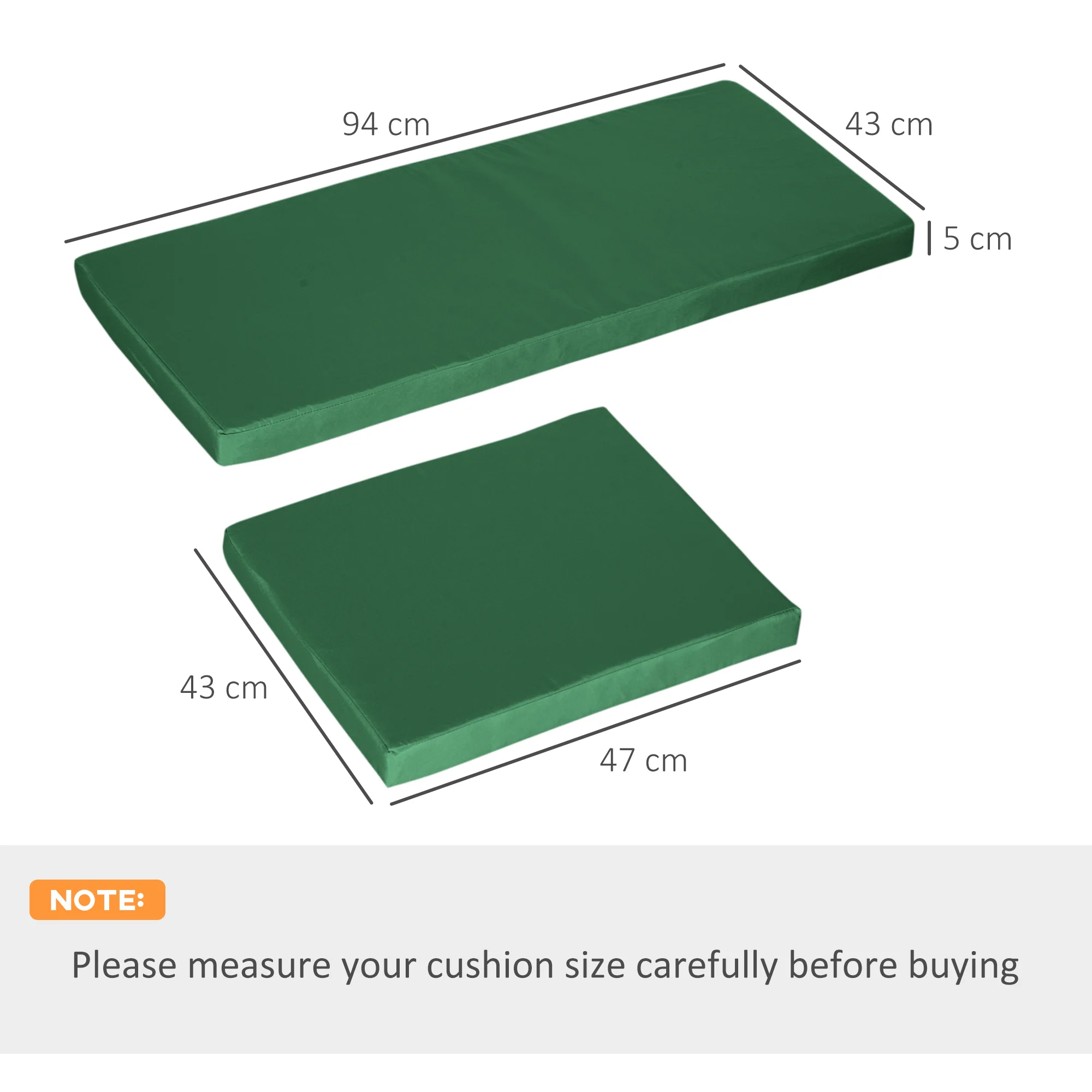 Outsunny 3PCs Rattan Garden Seat Cushions Pads for Patio Furniture Green - Image 23