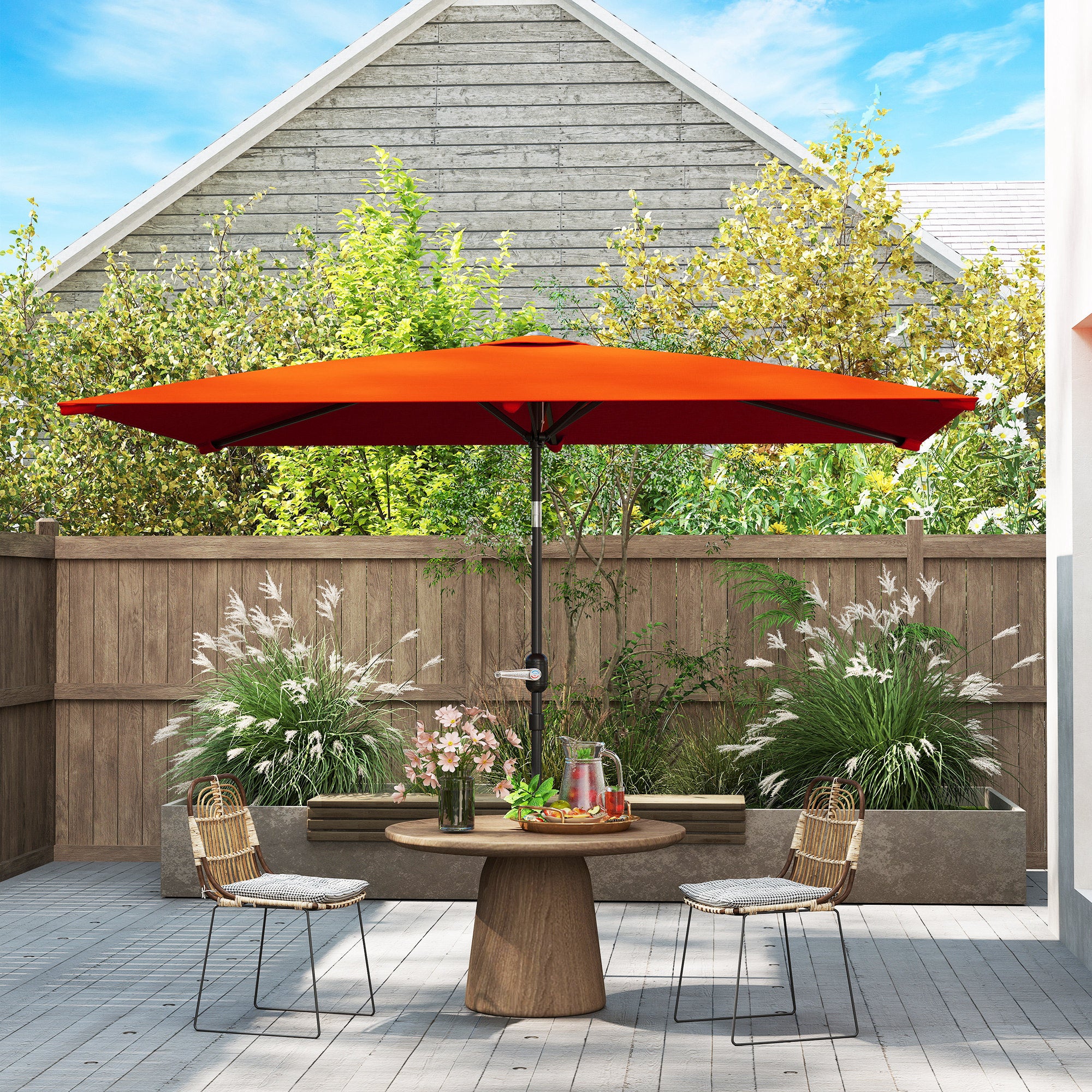 Outsunny 3x2m Garden Parasol Canopy Tilt Crank 6 Ribs Sun Shade - Image 11