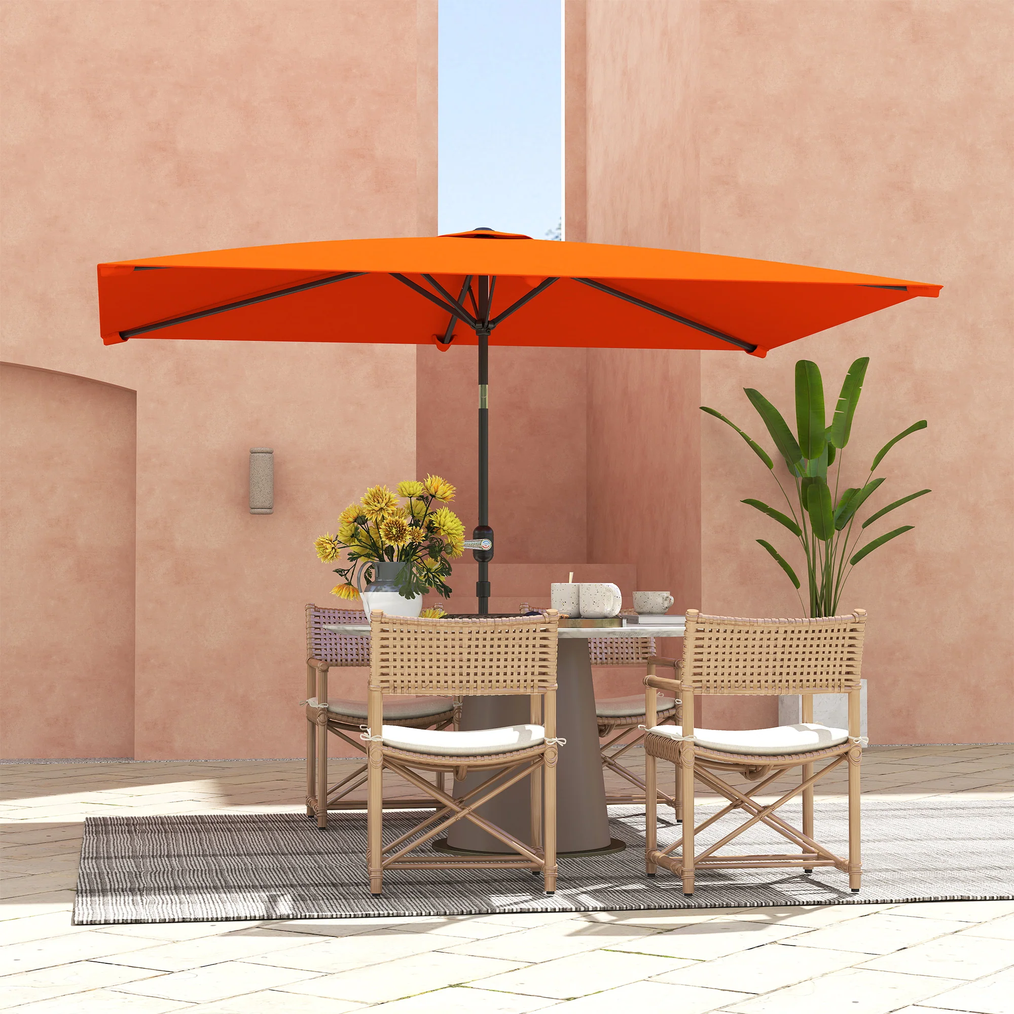 Outsunny 3x2m Garden Parasol Canopy Tilt Crank 6 Ribs Sun Shade - Image 18