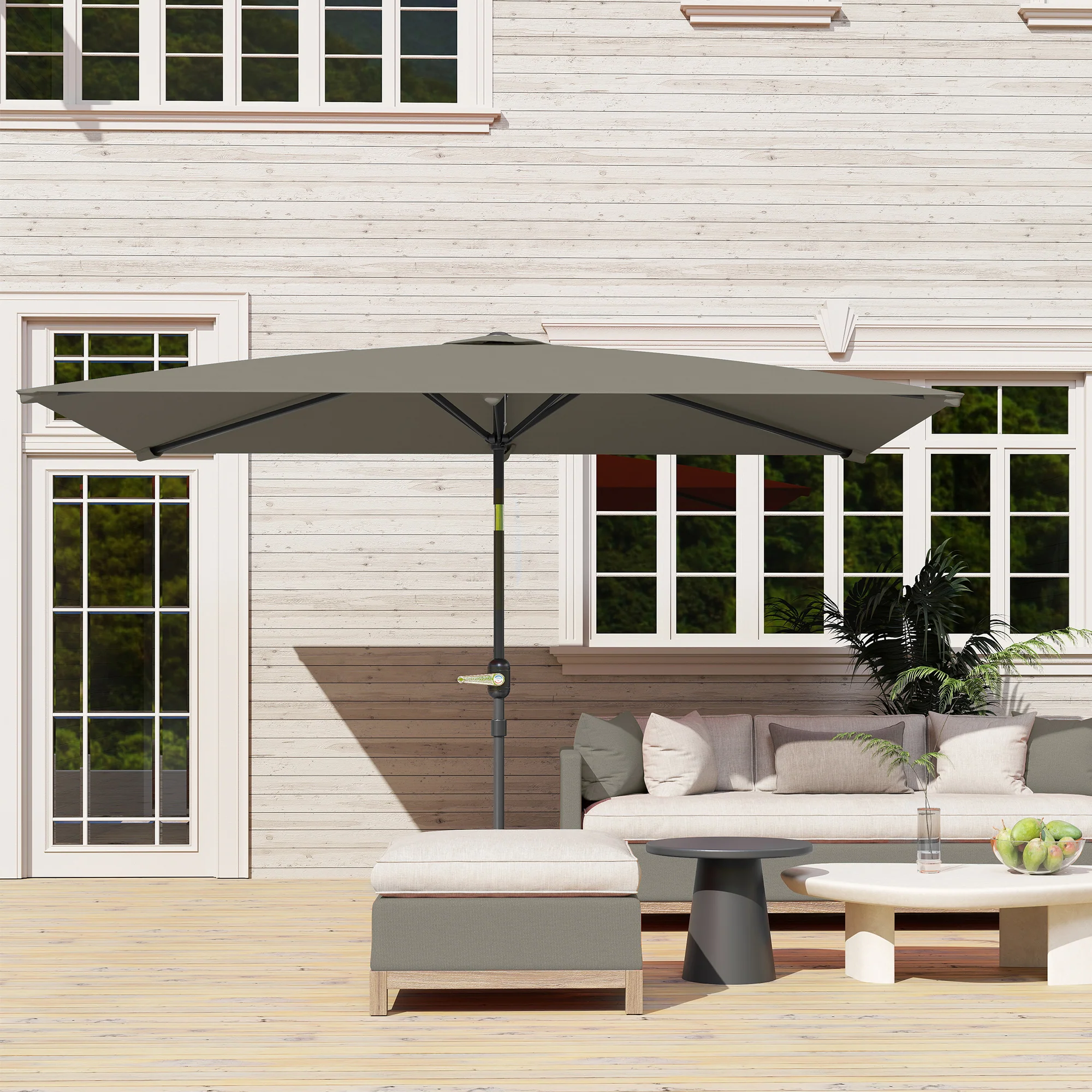 Outsunny 3x2m Garden Parasol Canopy Tilt Crank 6 Ribs Sun Shade - Image 8