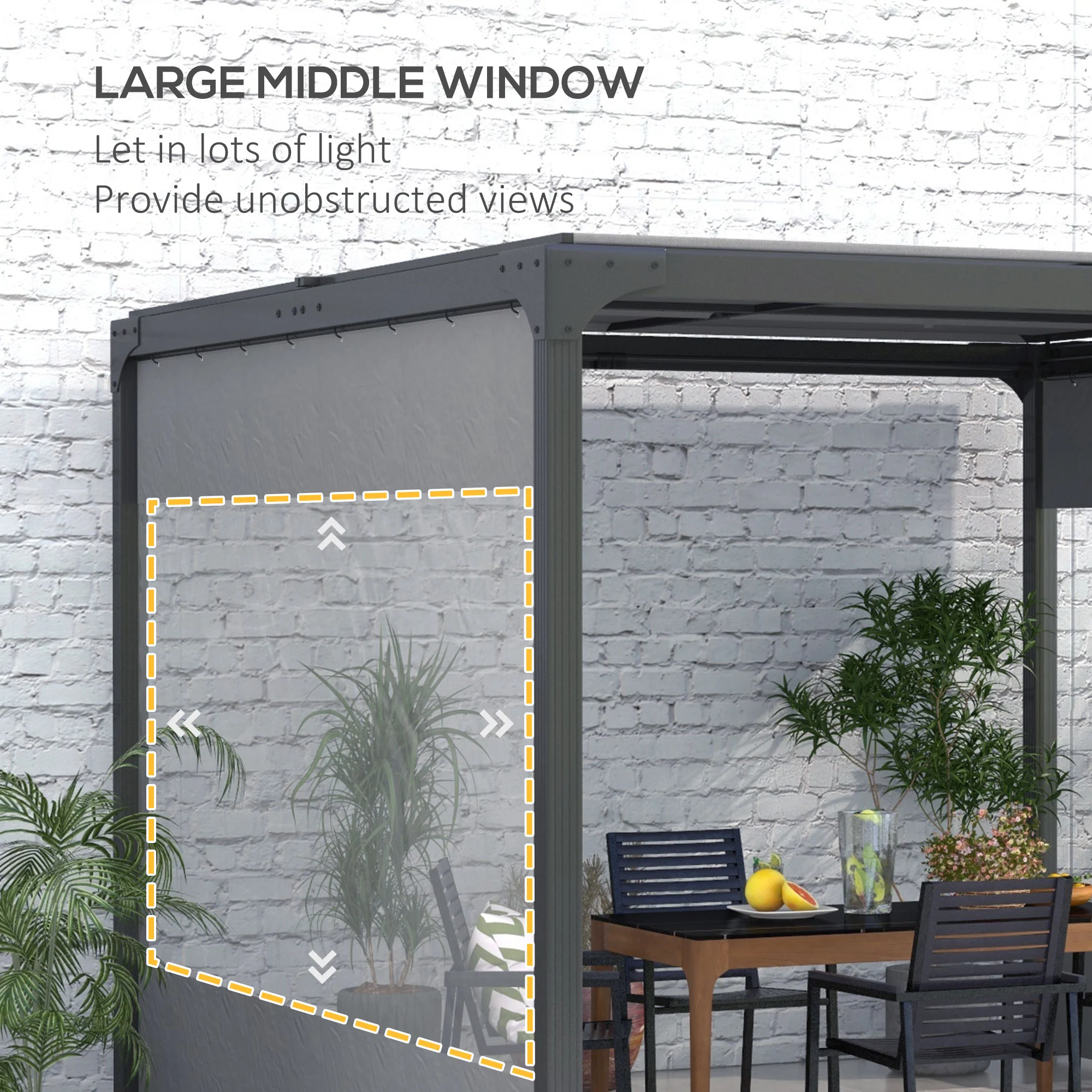Outsunny 3x2m Side Panels With Large Window, For 3(m) Long Pergola - Image 4