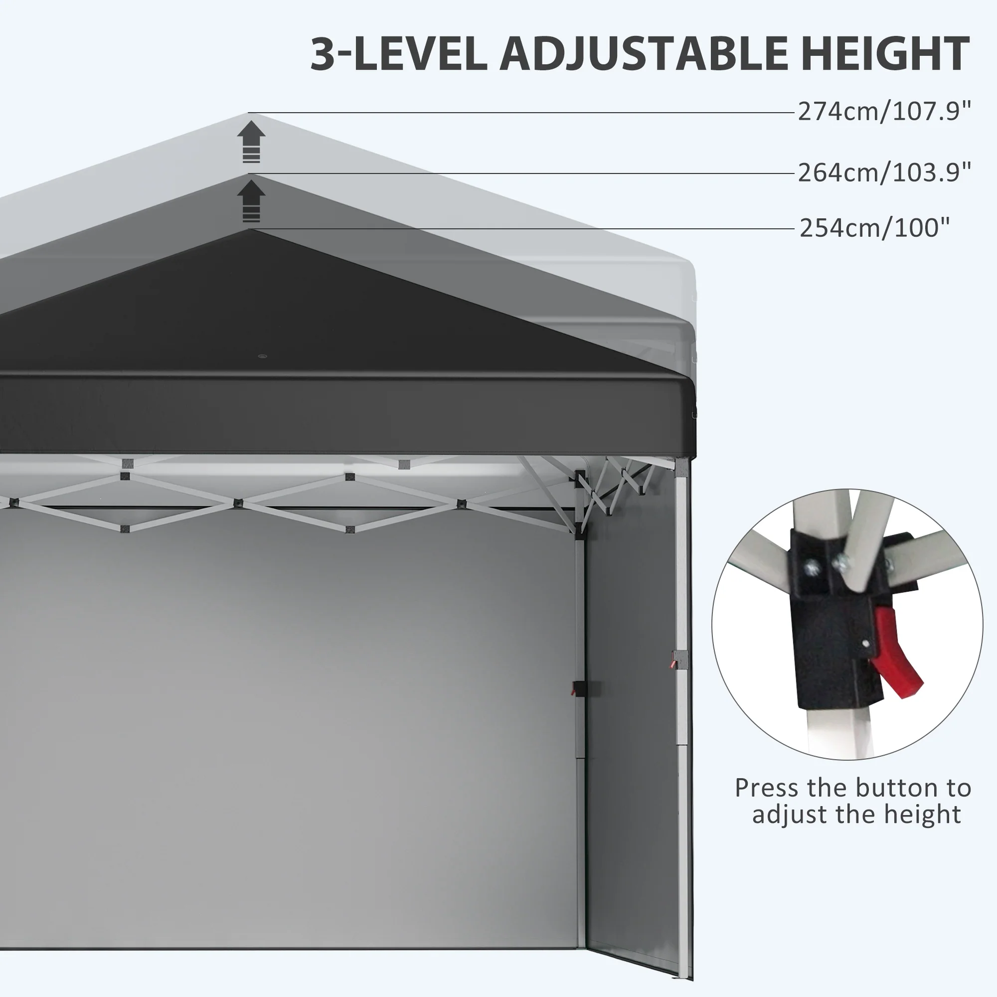 Outsunny 3x3 (M) Pop Up Gazebo Party Tent W/ 3 Sidewalls, Weight Bags, Black - Image 4
