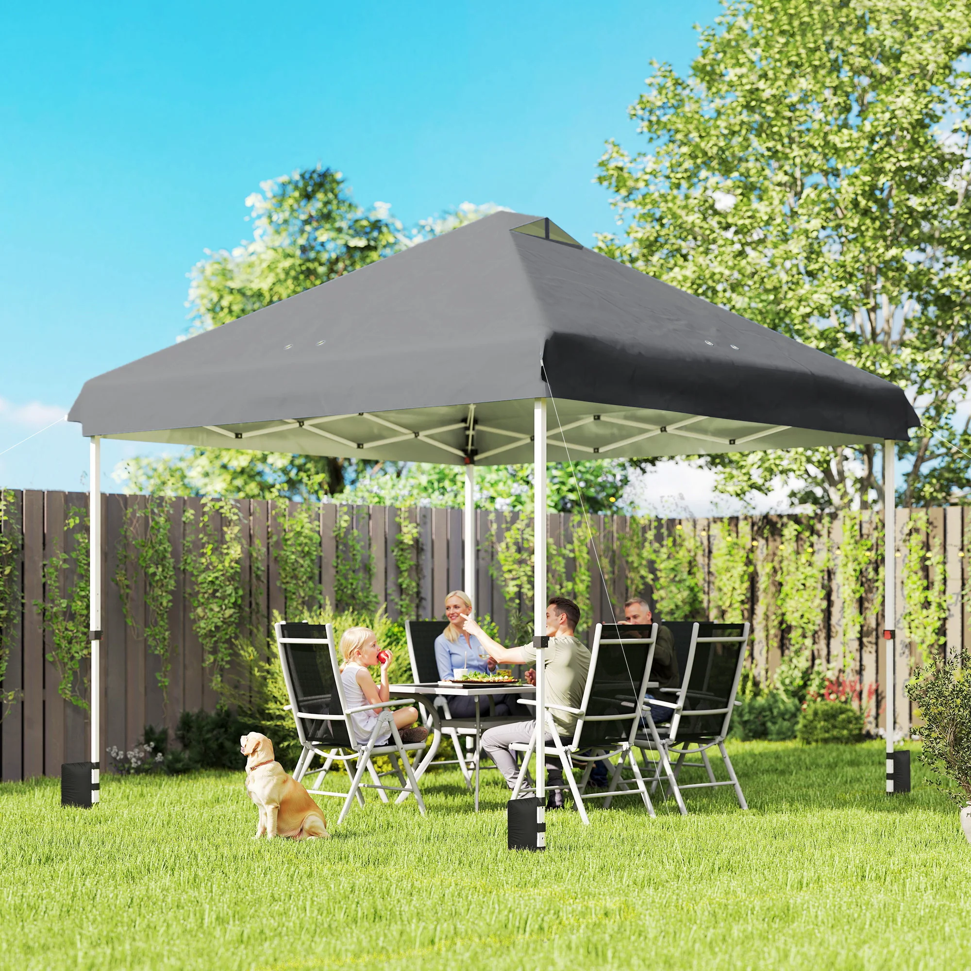 Outsunny 3x3 M Pop Up Gazebo W/ Wheels, One-Touch Party Tent, Dark Grey - Image 2