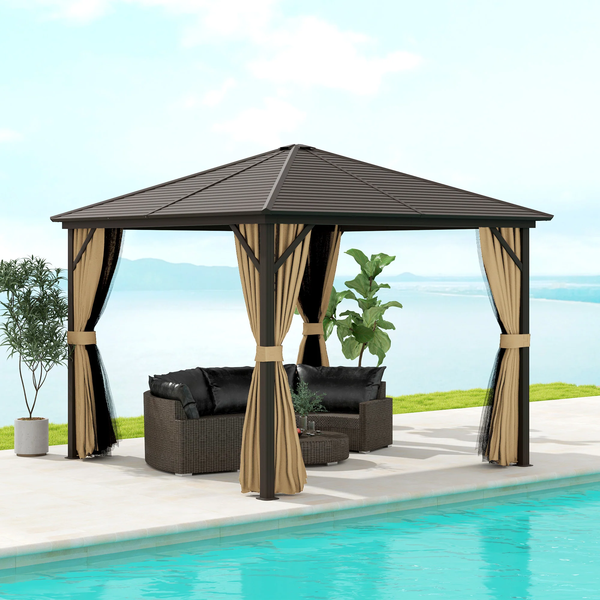 Outsunny 3x3(m) Hardtop Gazebo Outdoor Shelter with Aluminium Frame - Image 2
