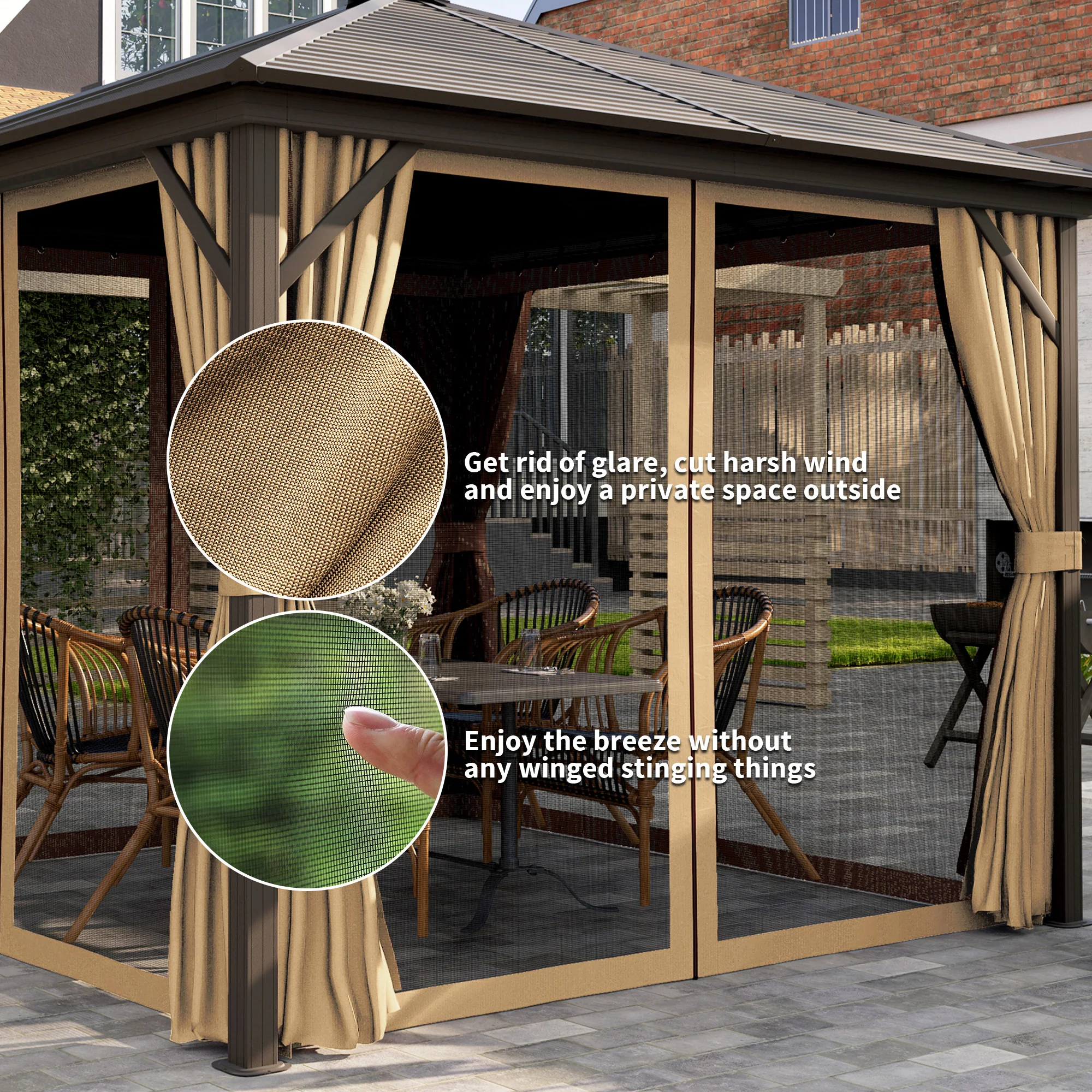 Outsunny 3x3(m) Hardtop Gazebo Outdoor Shelter with Aluminium Frame - Image 4