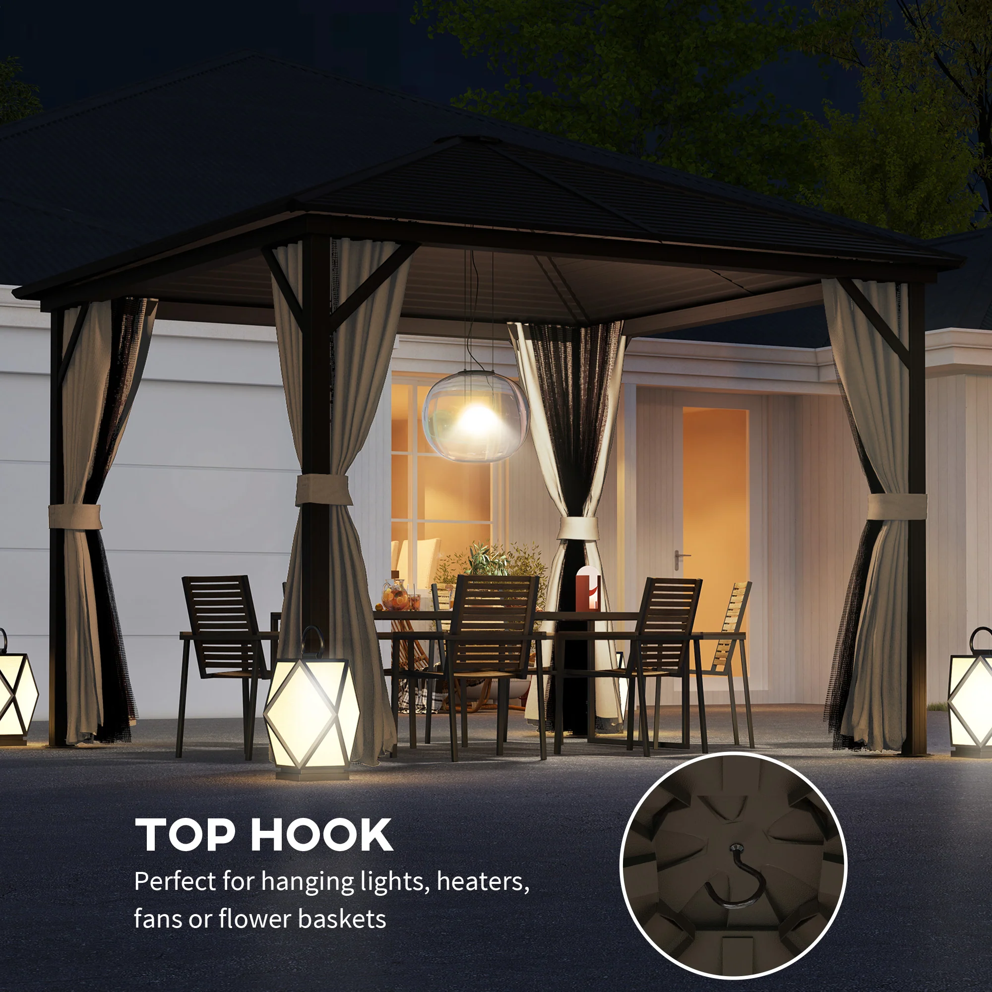 Outsunny 3x3(m) Hardtop Gazebo Outdoor Shelter with Aluminium Frame - Image 6