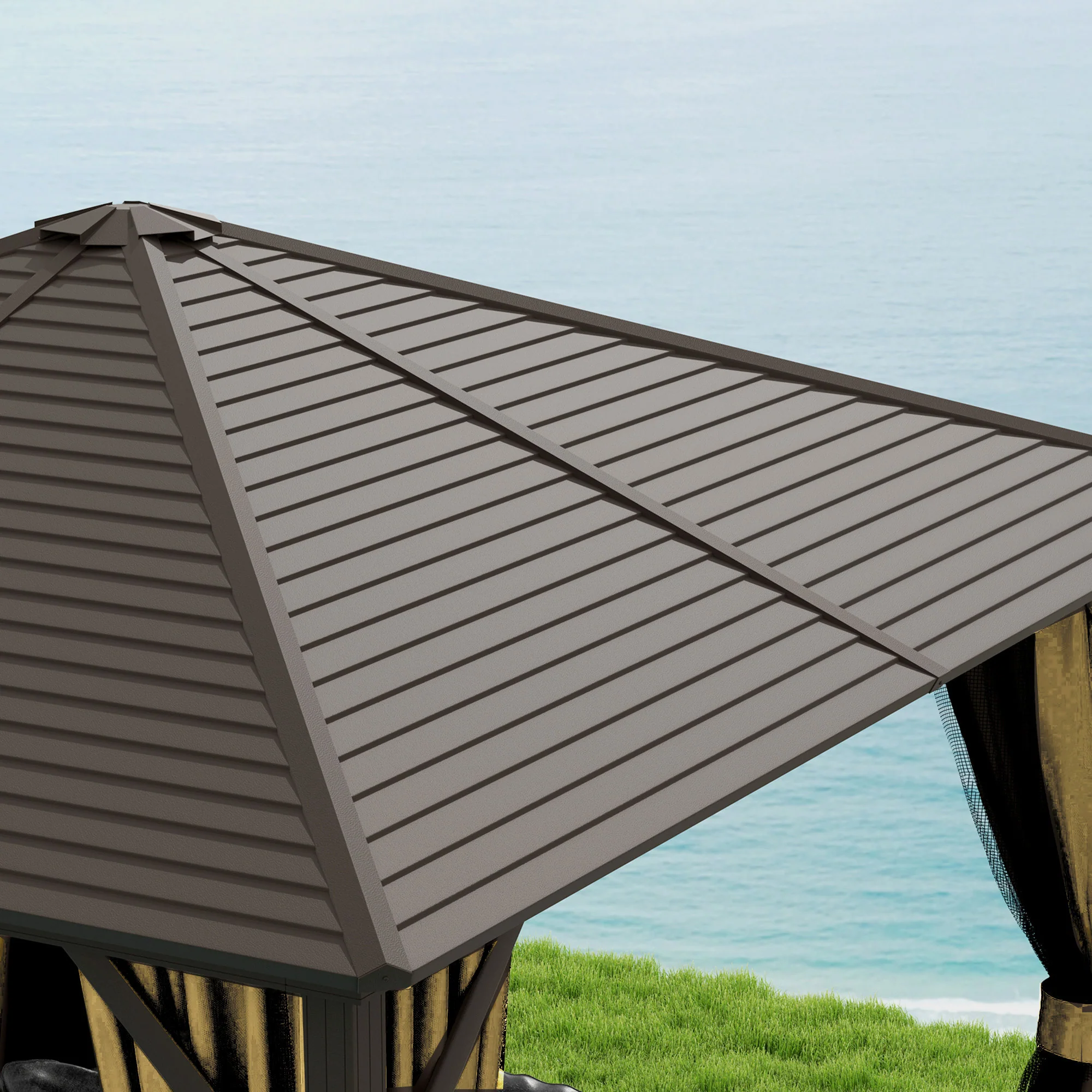 Outsunny 3x3(m) Hardtop Gazebo Outdoor Shelter with Aluminium Frame - Image 8