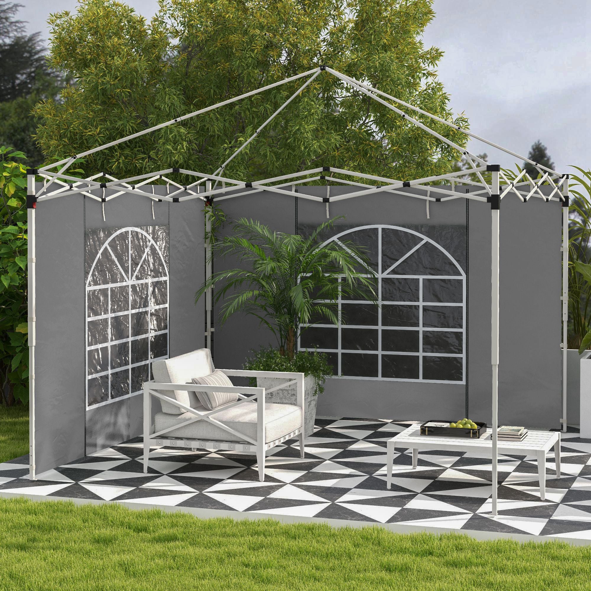 Outsunny 3x3(m) or 3x6m Pop Up Gazebo Side Panels Replacement, 2 Pack, Grey - Image 2