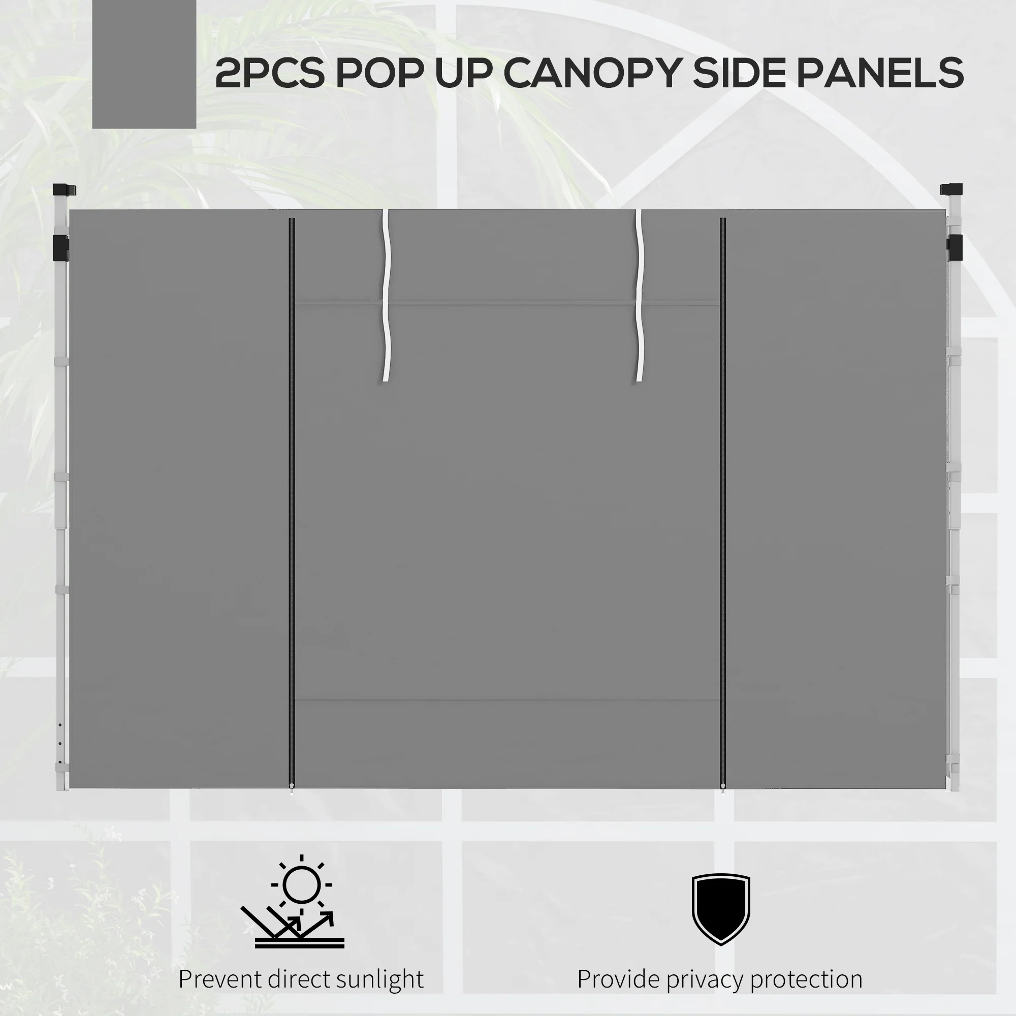 Outsunny 3x3(m) or 3x6m Pop Up Gazebo Side Panels Replacement, 2 Pack, Grey - Image 3