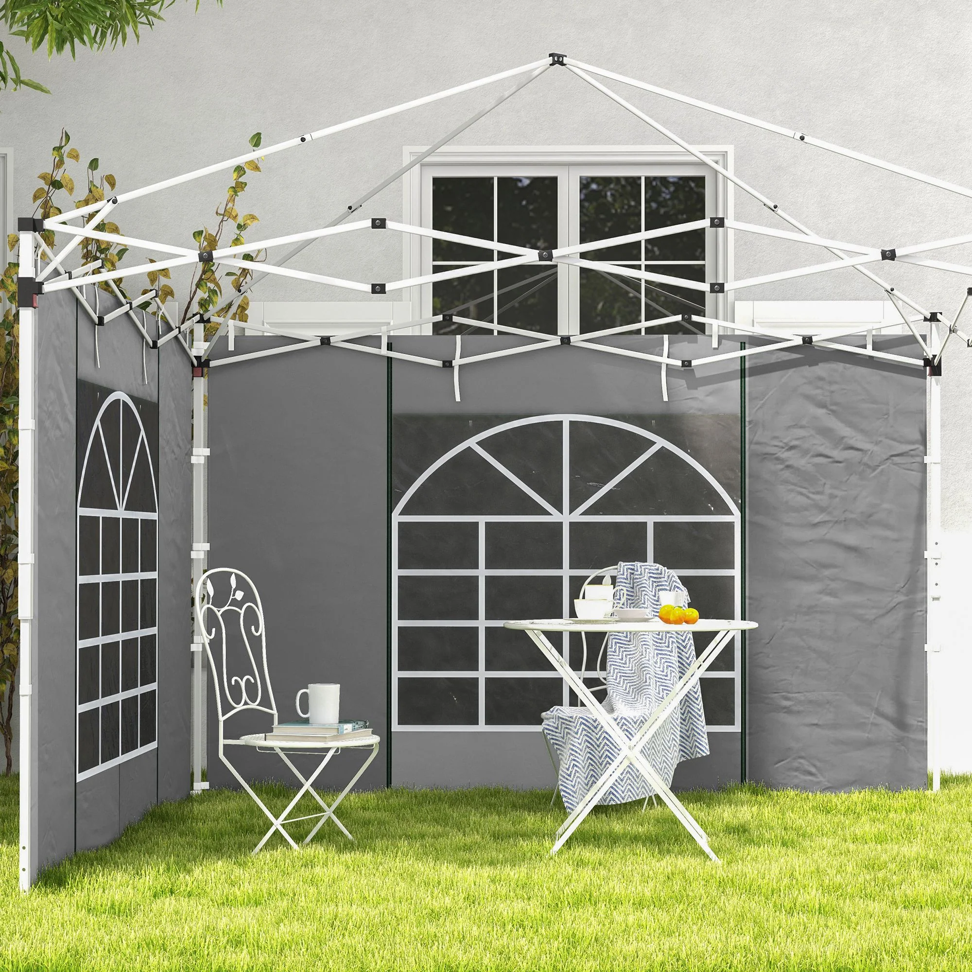 Outsunny 3x3(m) or 3x6m Pop Up Gazebo Side Panels Replacement, 2 Pack, Grey - Image 8