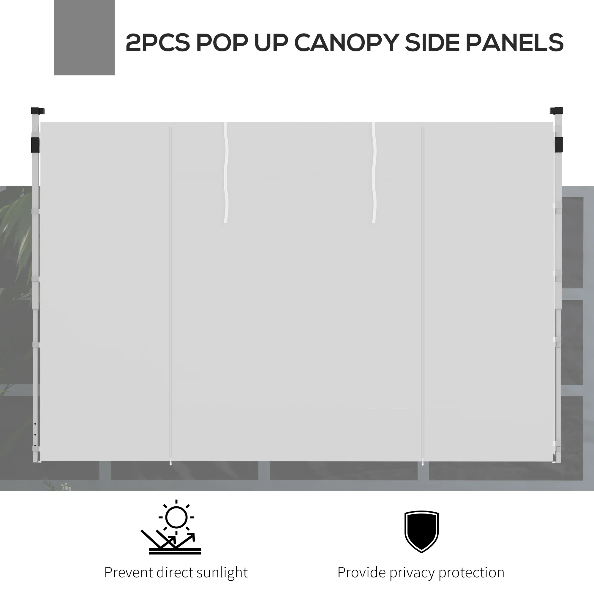 Outsunny 3x3(m) or 3x6m Pop Up Gazebo Side Panels Replacement, 2 Pack, White - Image 3