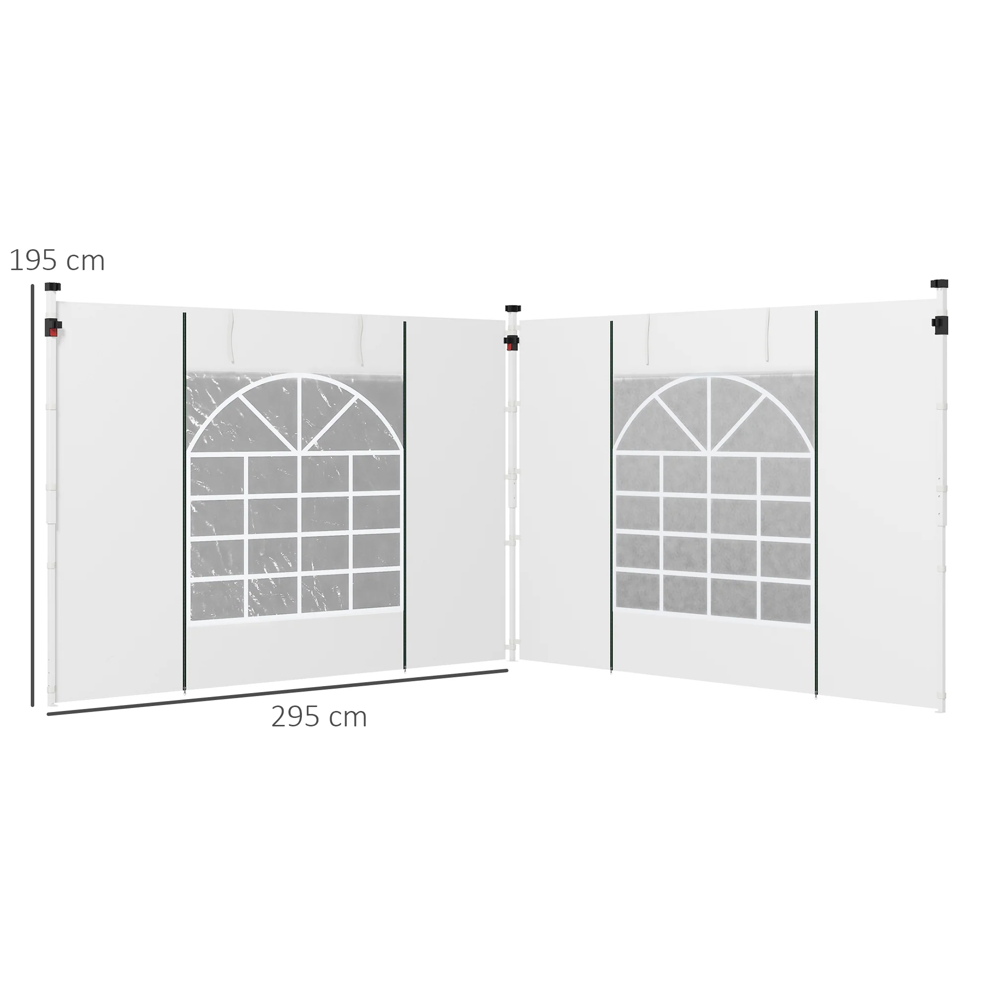 Outsunny 3x3(m) or 3x6m Pop Up Gazebo Side Panels Replacement, 2 Pack, White - Image 5