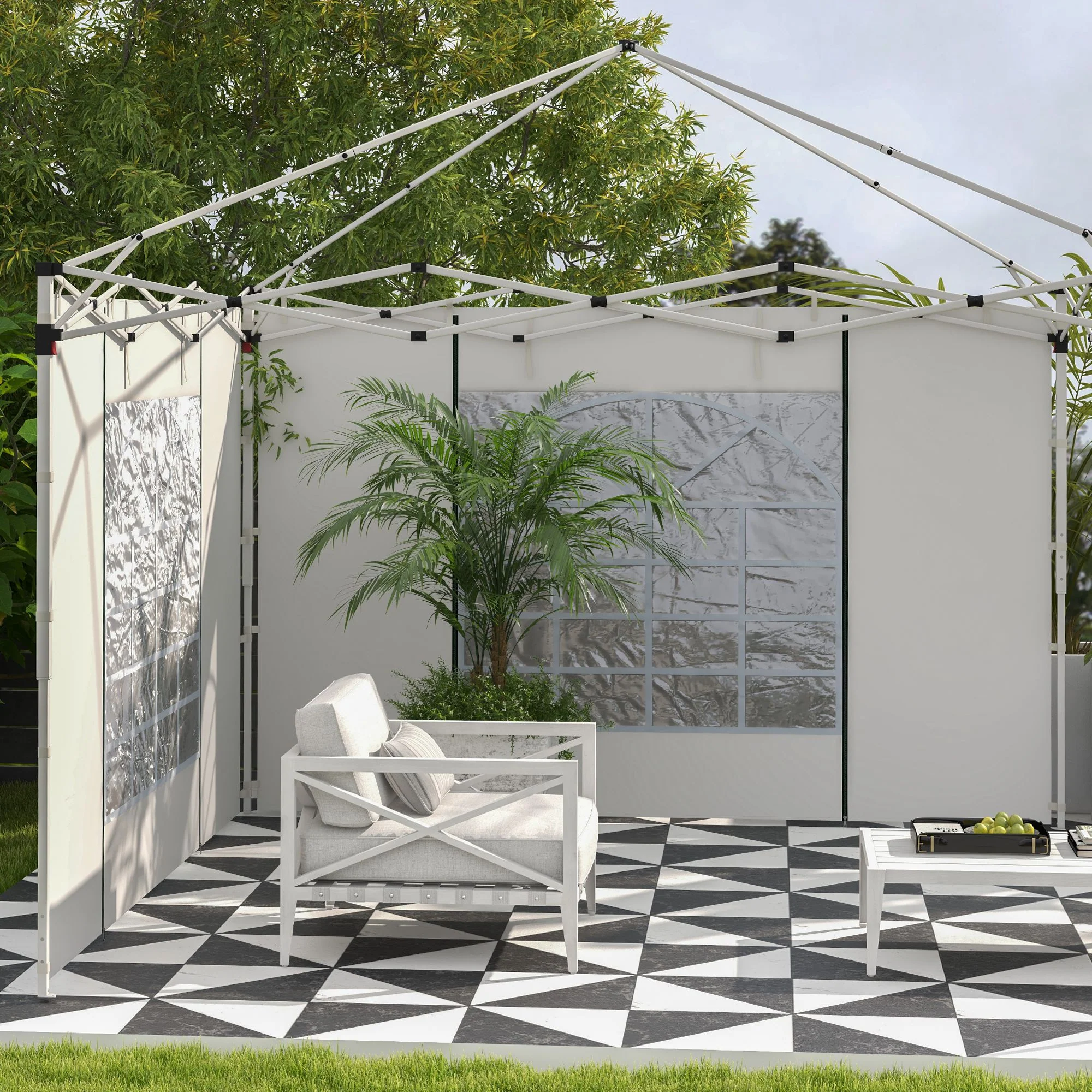 Outsunny 3x3(m) or 3x6m Pop Up Gazebo Side Panels Replacement, 2 Pack, White - Image 8