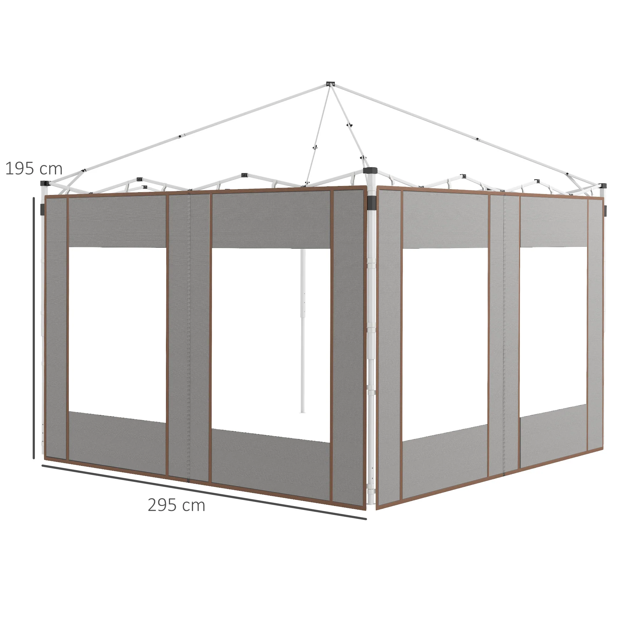 Outsunny 3x3(m) or 3x6m Pop Up Gazebo Side Panels with Windows, Grey - Image 5
