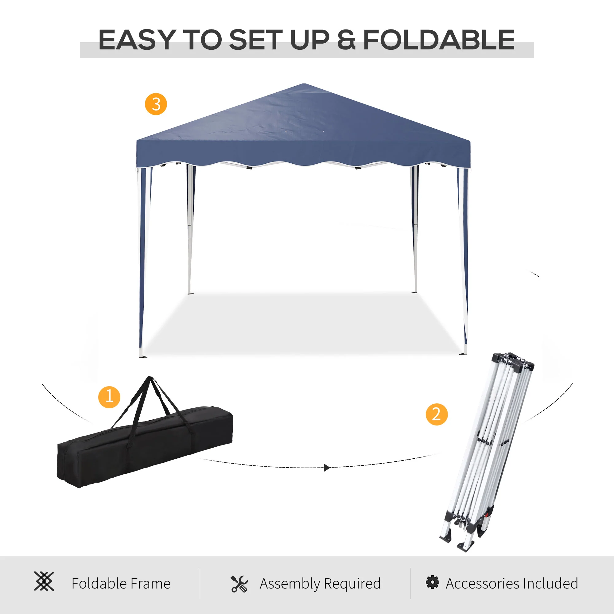 Outsunny 3x3(m) Pop Up Gazebo Marquee Tent For Garden W/ Carry Bag - Image 4