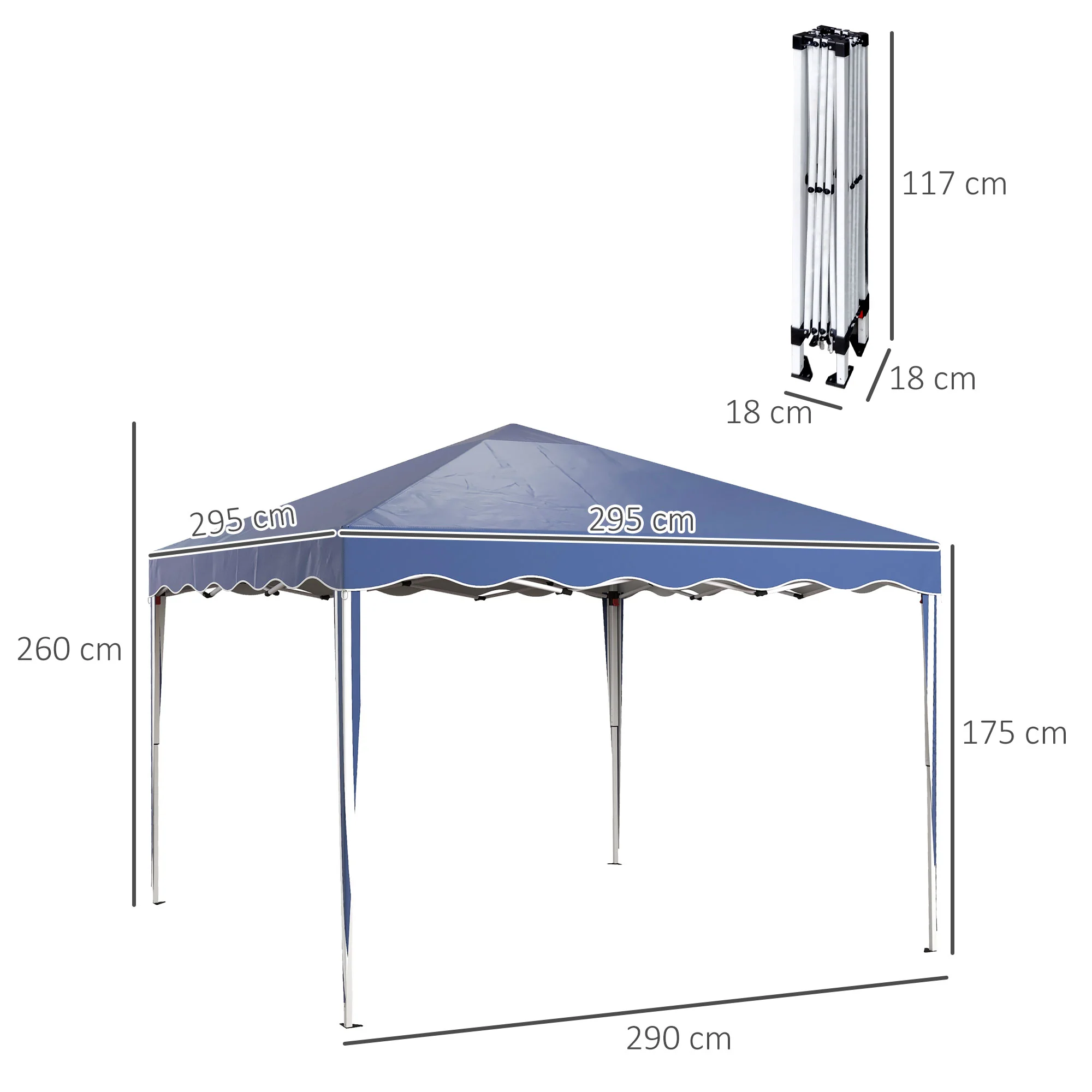 Outsunny 3x3(m) Pop Up Gazebo Marquee Tent For Garden W/ Carry Bag - Image 5