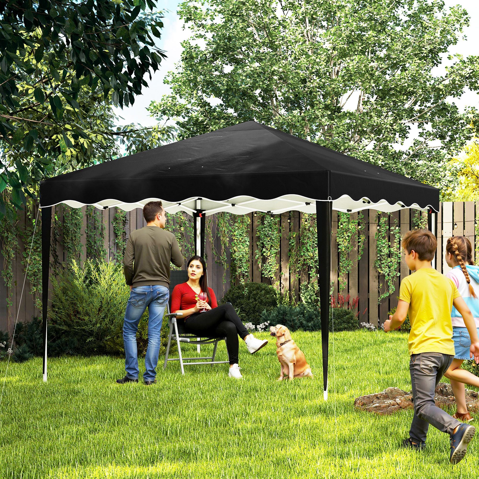 Outsunny 3x3(m) Pop Up Gazebo Marquee Tent for Garden w/ Carry Bag Black - Image 2
