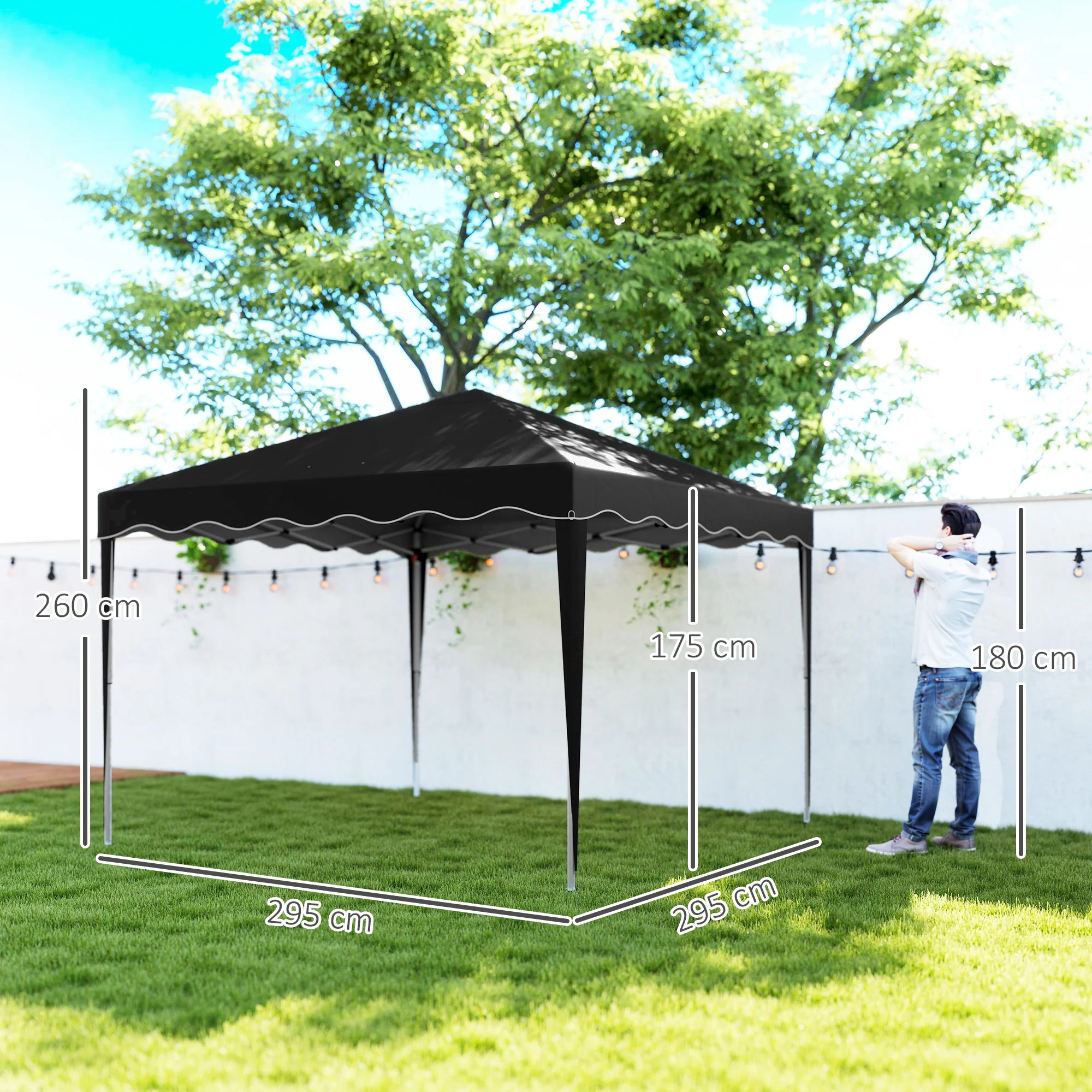 Outsunny 3x3(m) Pop Up Gazebo Marquee Tent for Garden w/ Carry Bag Black - Image 5