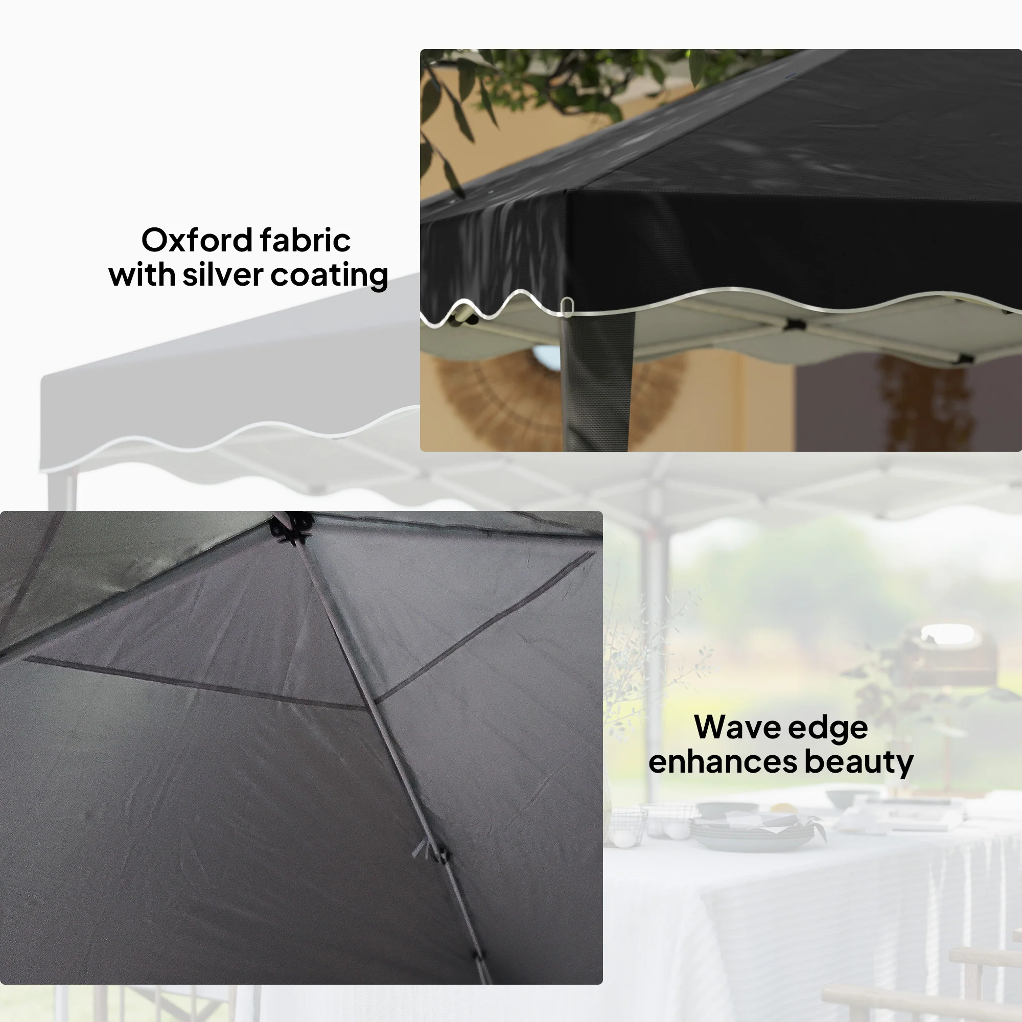 Outsunny 3x3(m) Pop Up Gazebo Marquee Tent for Garden w/ Carry Bag Black - Image 7