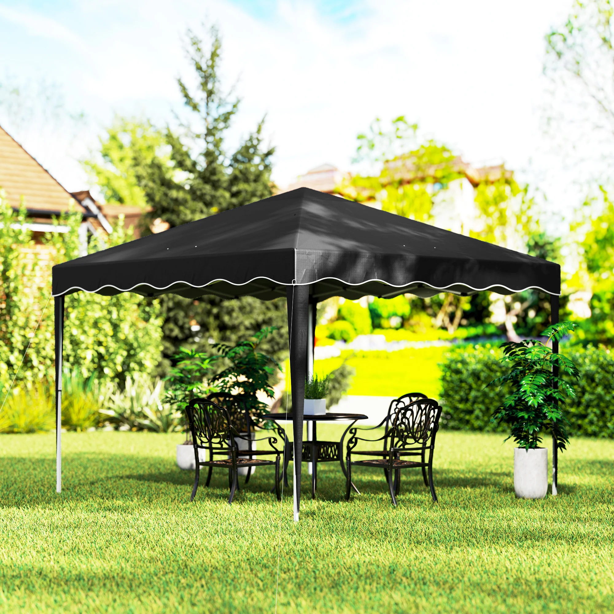 Outsunny 3x3(m) Pop Up Gazebo Marquee Tent for Garden w/ Carry Bag Black - Image 8