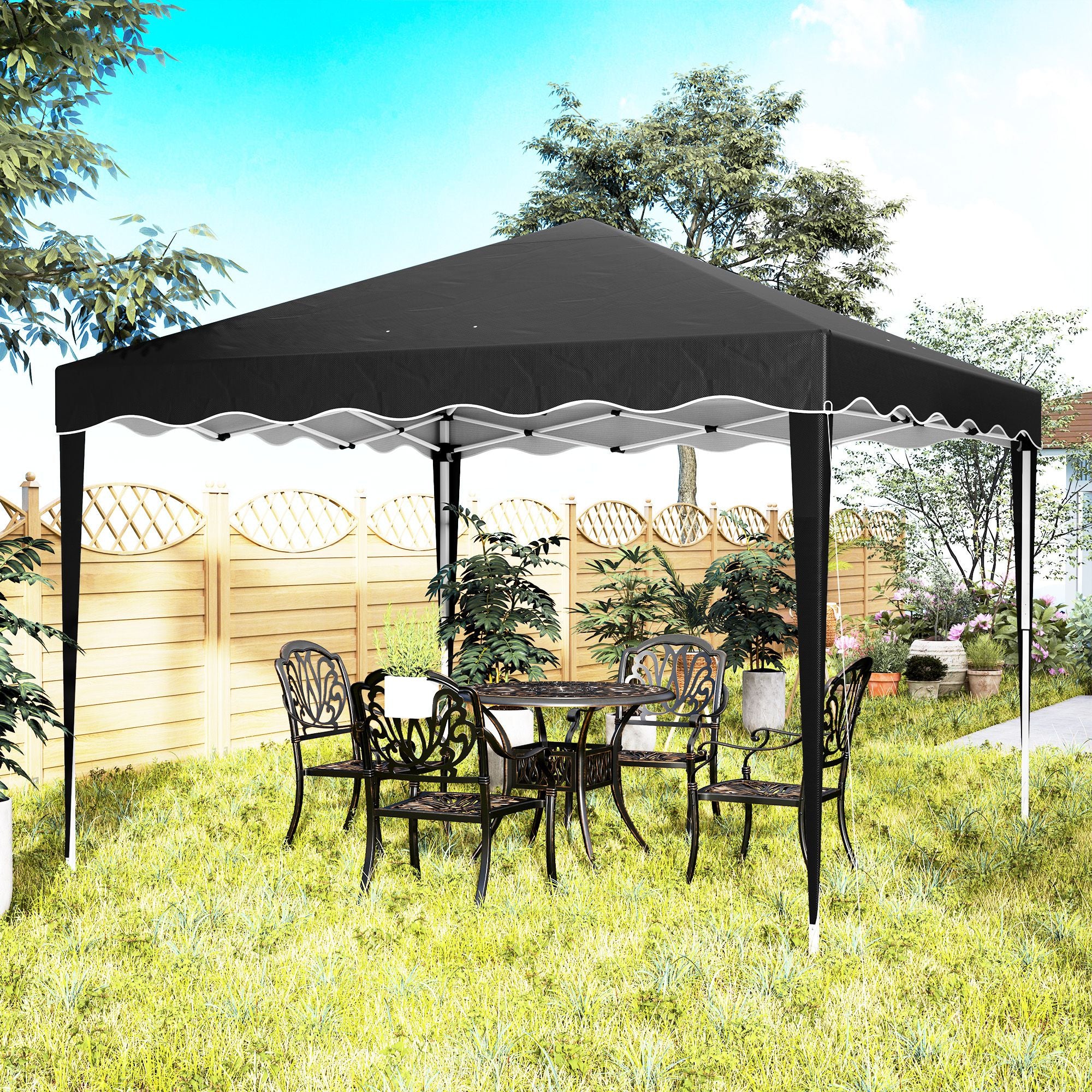 Outsunny 3x3(m) Pop Up Gazebo Marquee Tent for Garden w/ Carry Bag Black - Image 9